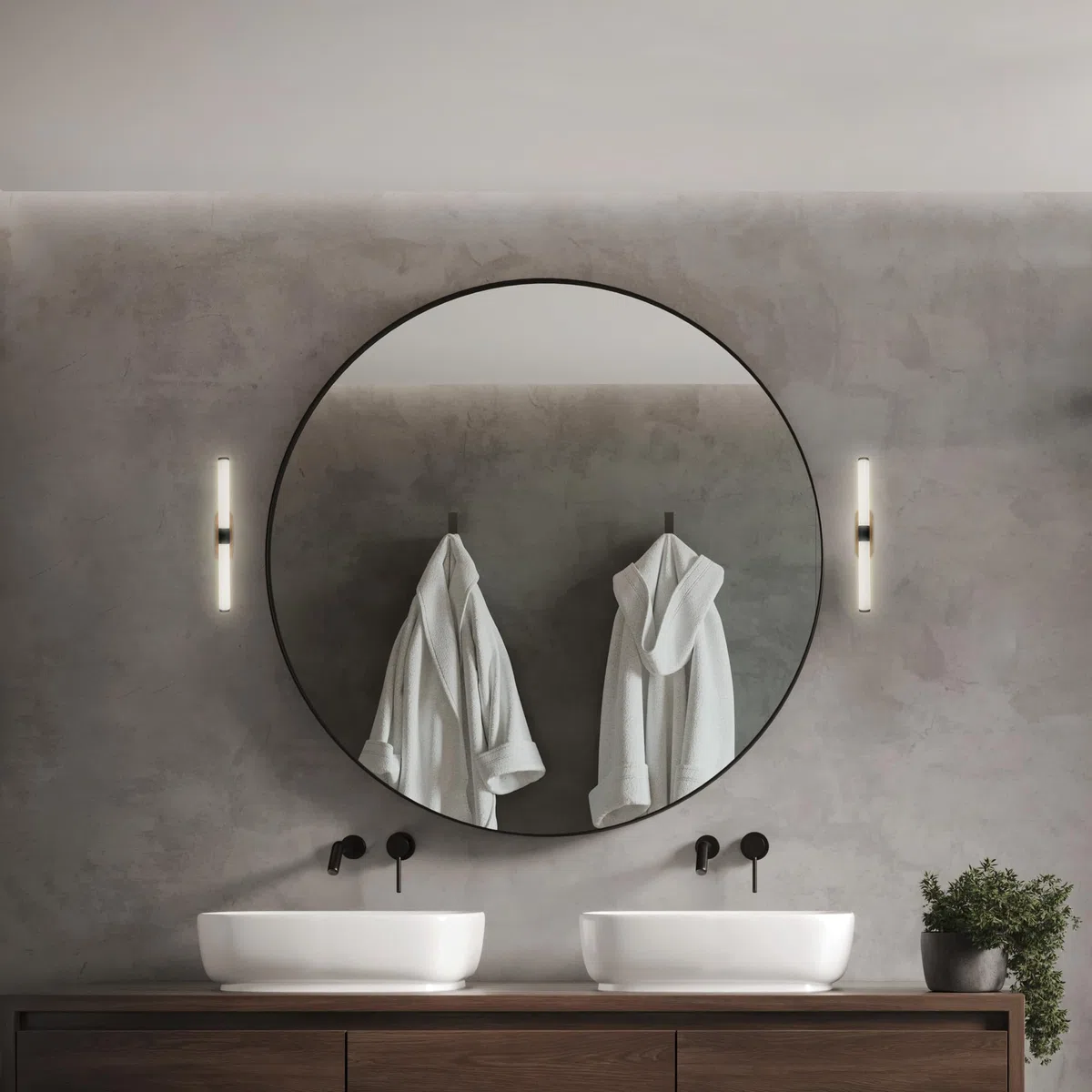 BRILONER - Lampada da specchio per bagno IP44, resistente agli schizzi, da parete, luce bianco caldo, 40 x 6,5 x 4,5 cm, finitura nera effetto legno