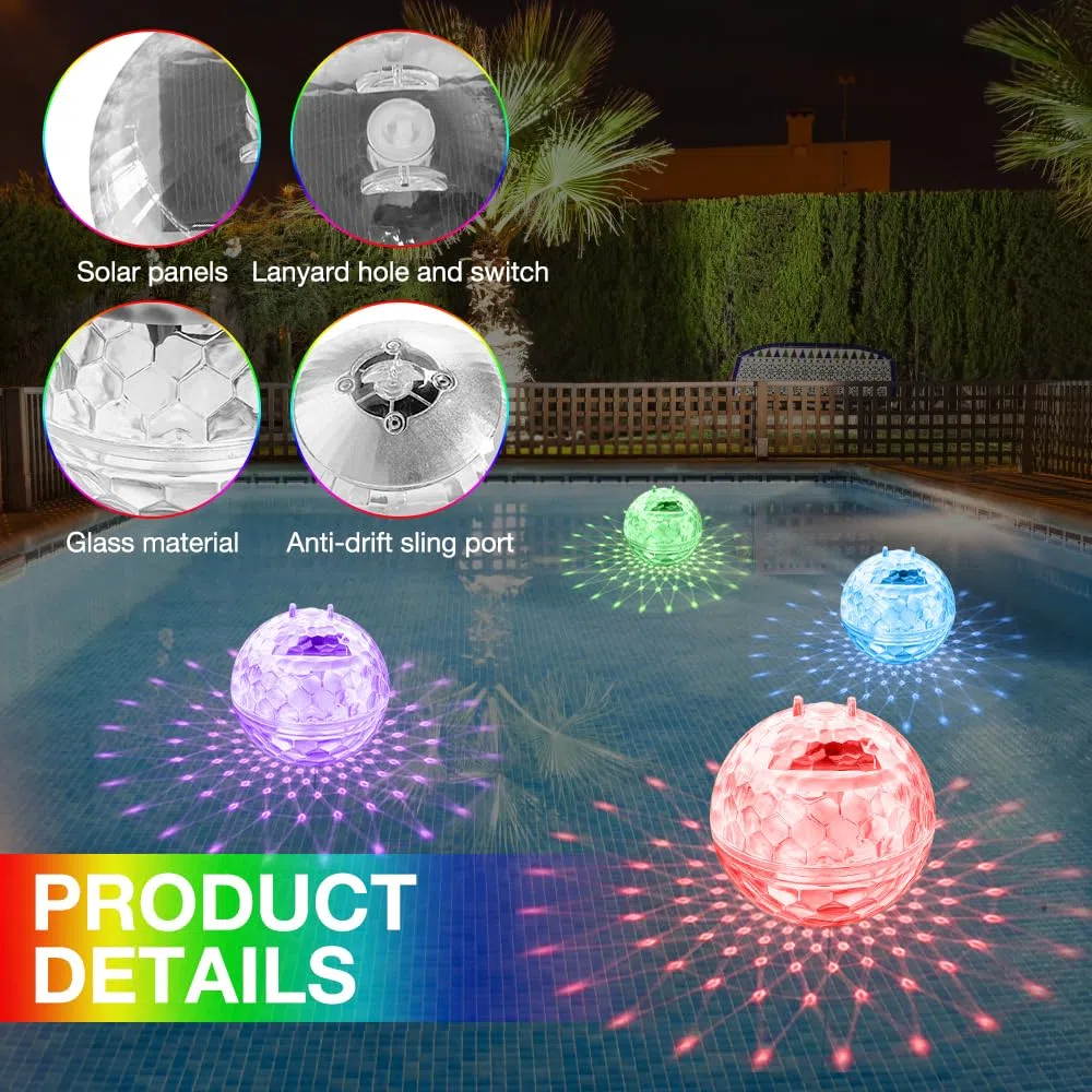 2 pezzi Luci Solari per Piscina, Galleggiante Piscina Luci Solari, Luci LED per Piscina, Luci Piscina Solari per Piscina, Laghetto, Fiori da Giardino All'aperto