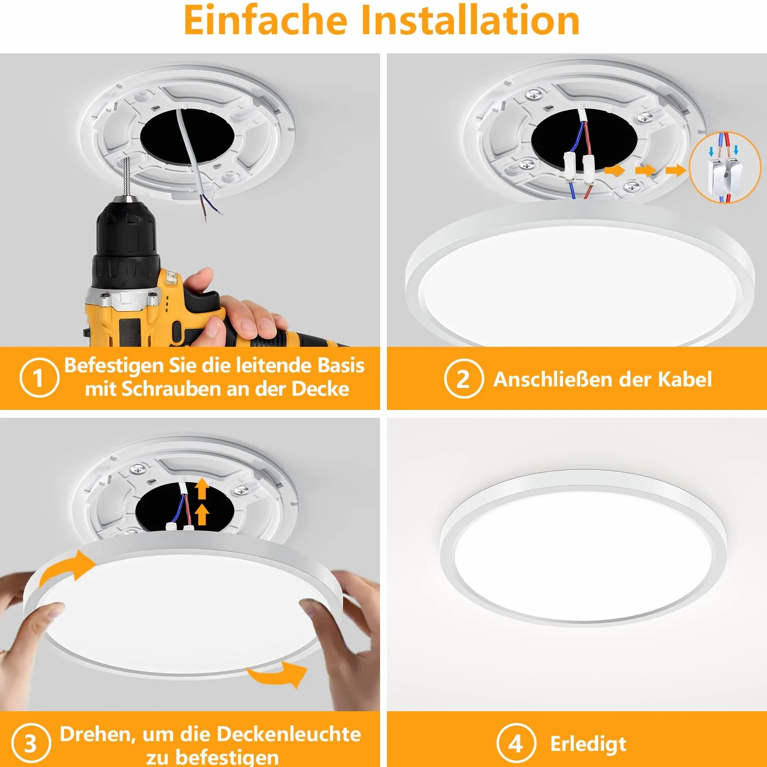 18W 2448LM 3000K Plafoniera Led Soffitto Moderna, IP44 Lampada da Soffitto Rotonda per Garage Corridoio Bagno Camera da letto Cucina Seminterrato Ø22CM (2 pezzi)