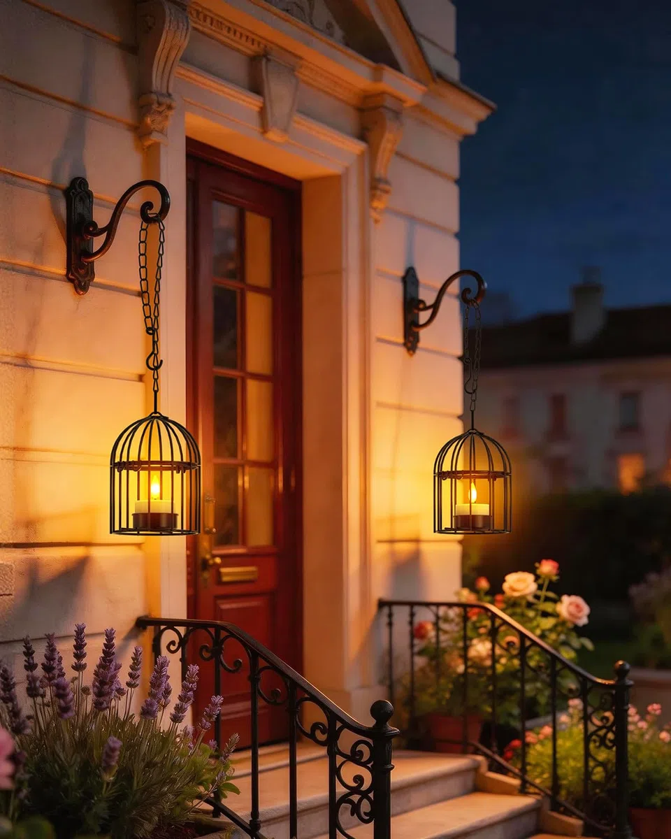 SoulBay Lanterne Appendi con Luminose Luci Solari a Tè - 4pz (2 Grandi, 2 Piccole) Luci da Giardino Solari Impermeabili per Albero Patio Recinzione Decorazione Giardino Casa – Lanterne Solari con