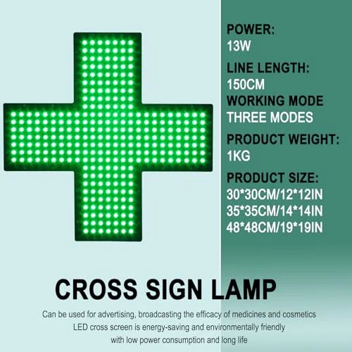 Segnale LED per Farmacia con Croce Medica – Luminoso Display Elettrico per Vetrine di Farmacia, Decorazione Robusta per Interni/Esterni, Installazione Semplice