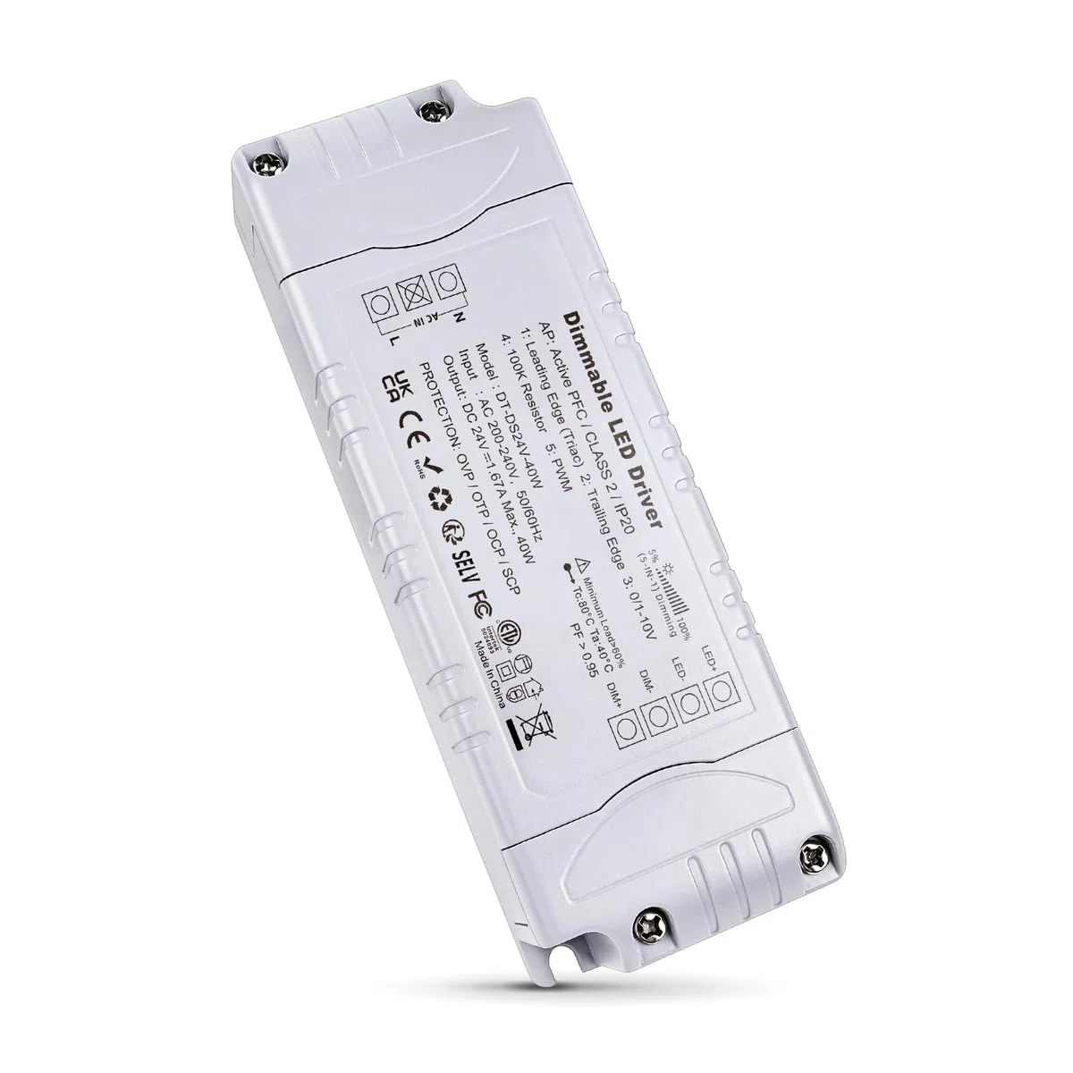 REYLAX Trasformatore LED 24V 40W 1.67A Dimmerabile Triac & 0/1-10V, Alimentatore 24 Volt di Tensione Costante Driver LED AC 220V to DC Trasformatori di Bassa Tensione