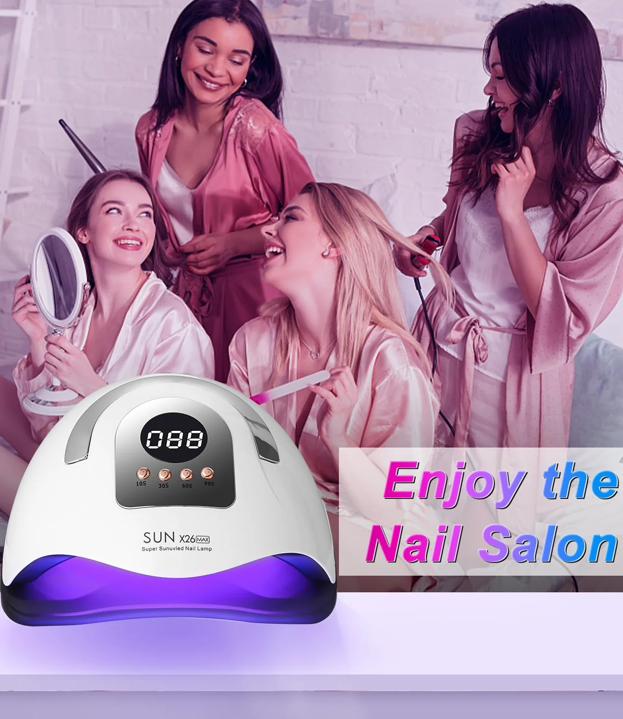 Lampada UV LED Unghie Professionale, 380W Semipermanente Curare Rapidamente Pedicure Fornetto Unghie per Tutti i Smalti, Automatico Sensore e Schermo 4 Timer per Manicure a Casa e in Salone