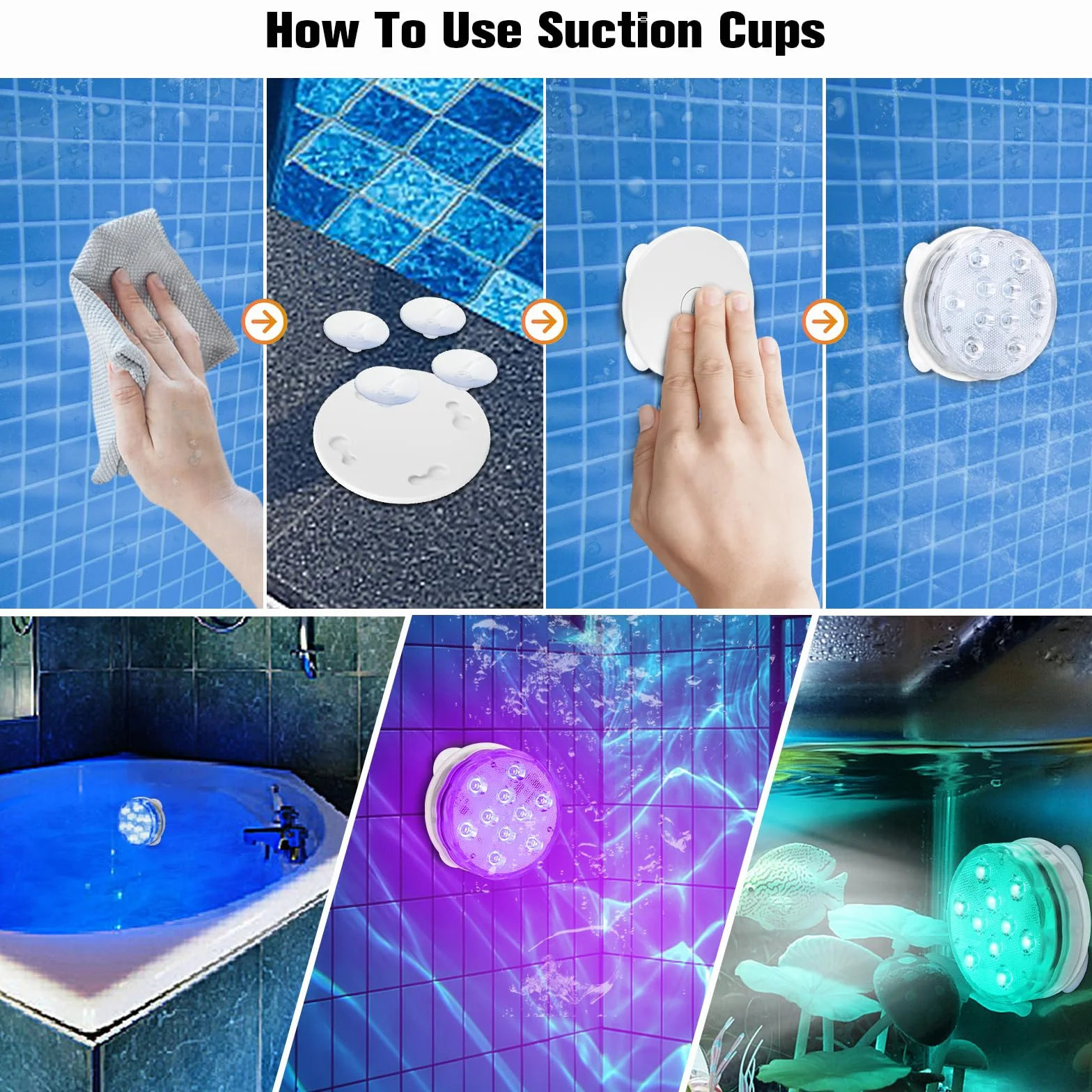 Idealife Luci per Piscina, Ricaricabile Luci Subacquee LED, Completamente Sigillata Impermeabile IPX8 Sommergibile Luce LED Adatta per Piscina Festa Cerimonia Nuziale Halloween Fish Tank(1 Pc)