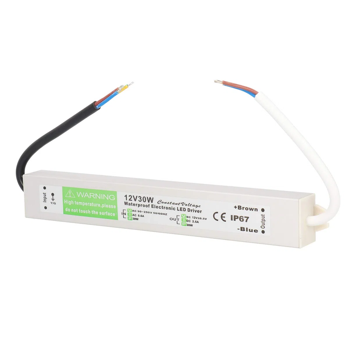 Trasformatore driver LED 30W, alimentatore switching impermeabile 12V/24V CC IP67, più sottile e durevole, eccellente isolamento, elevata rigidità dielettrica(DC12V)