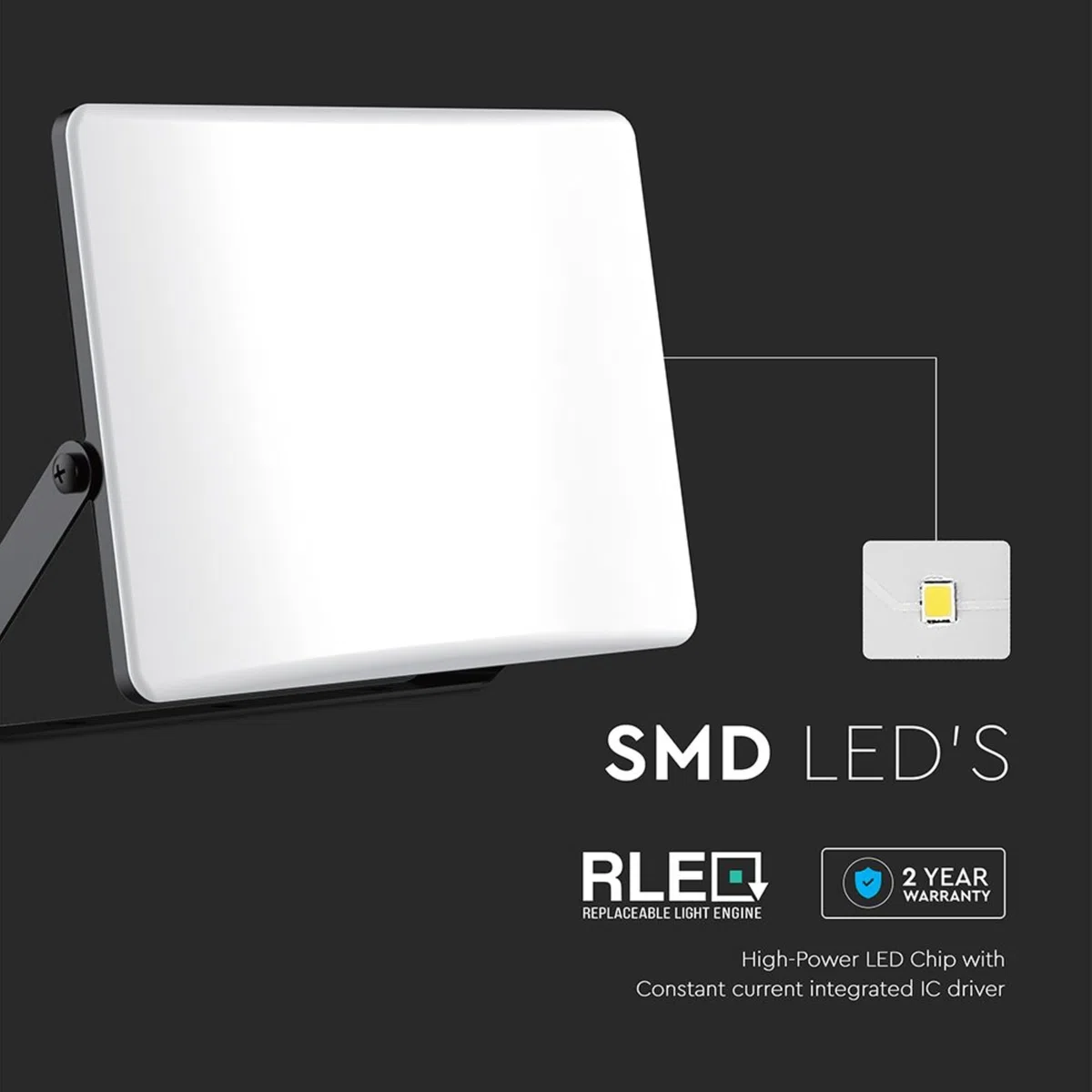 V-TAC Faro LED da Esterno 100W - [Chip Samsung + Tecnologia RLE + Innovativa Copertura in Policarbonato] - Alta Luminosità: 10000 Lumen - IP65 - Faretto LED Casa, Garage, Magazzino - Luce CCT 3 IN 1