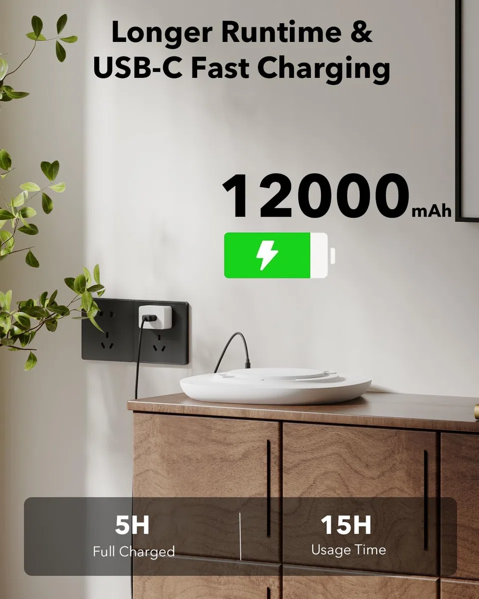 Plafoniera a Batteria Ricaricabile USB con Sensore di Movimento, 550LM 12000mAh IP54 Impermeabile Plafoniera LED Soffitto Dimmerabile Telecomando Lampada LED Soffitto Senza Fili per Interno Esterno