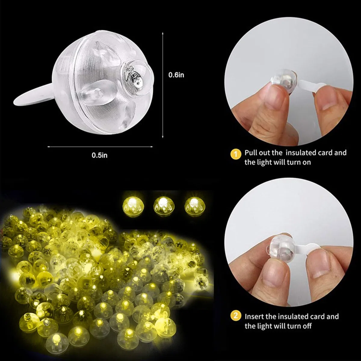50 Pezzi Mini LED Palloncini Luci,Rotondo Lampada a Palloncino,Lampada a Palloncino,Luci a LED per Palloncini Luminosi per Matrimonio Halloween Festa di Natale Decorazione(Bianco Caldo)