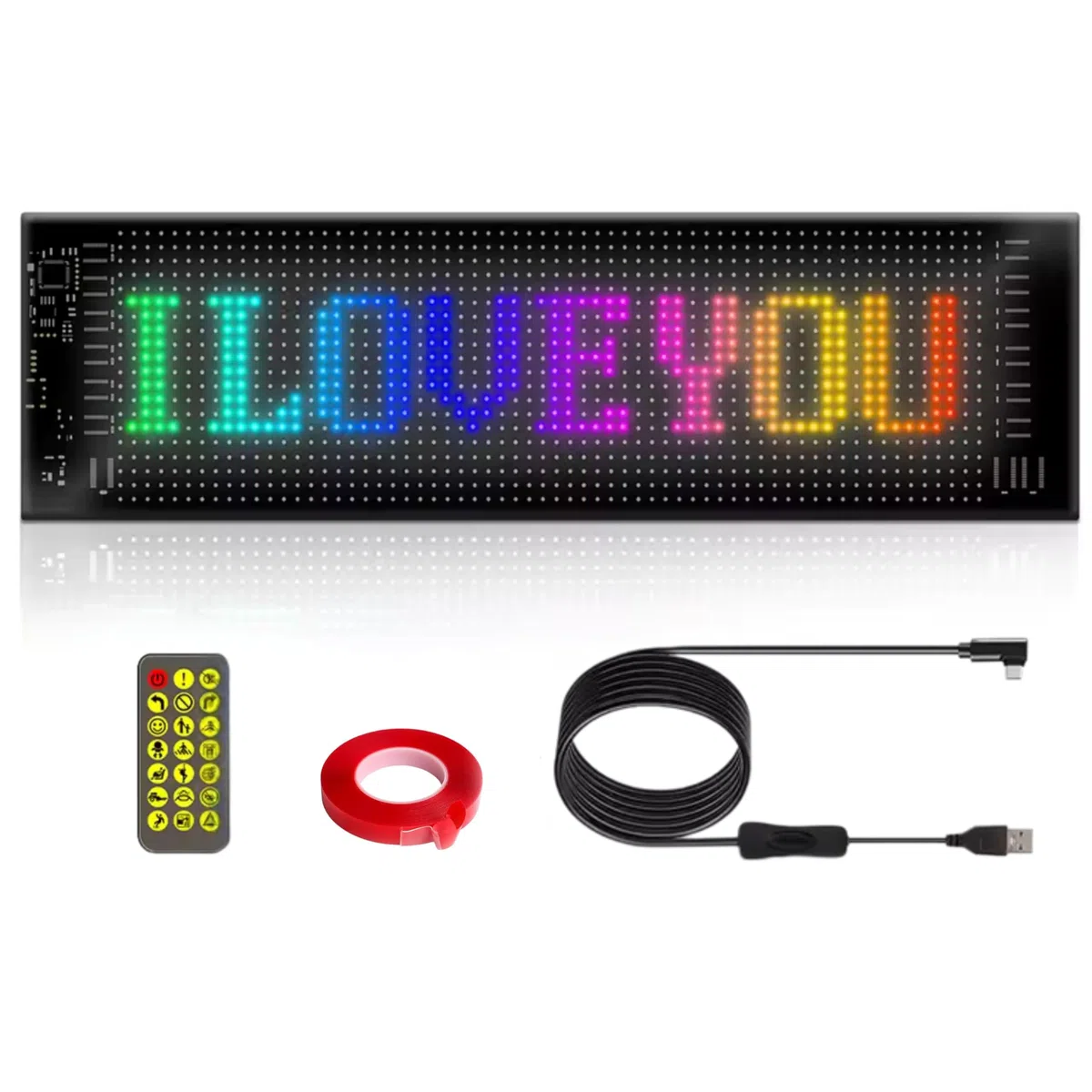 YASTA Insegna Luminosa Programmabile Scritta LED Personalizzata 60 CM Occhi LED Per Camion Pannello luminoso Auto USB Tabella Flessibile Bluetooth App Controllo Display Negozi Hotel Vetrine