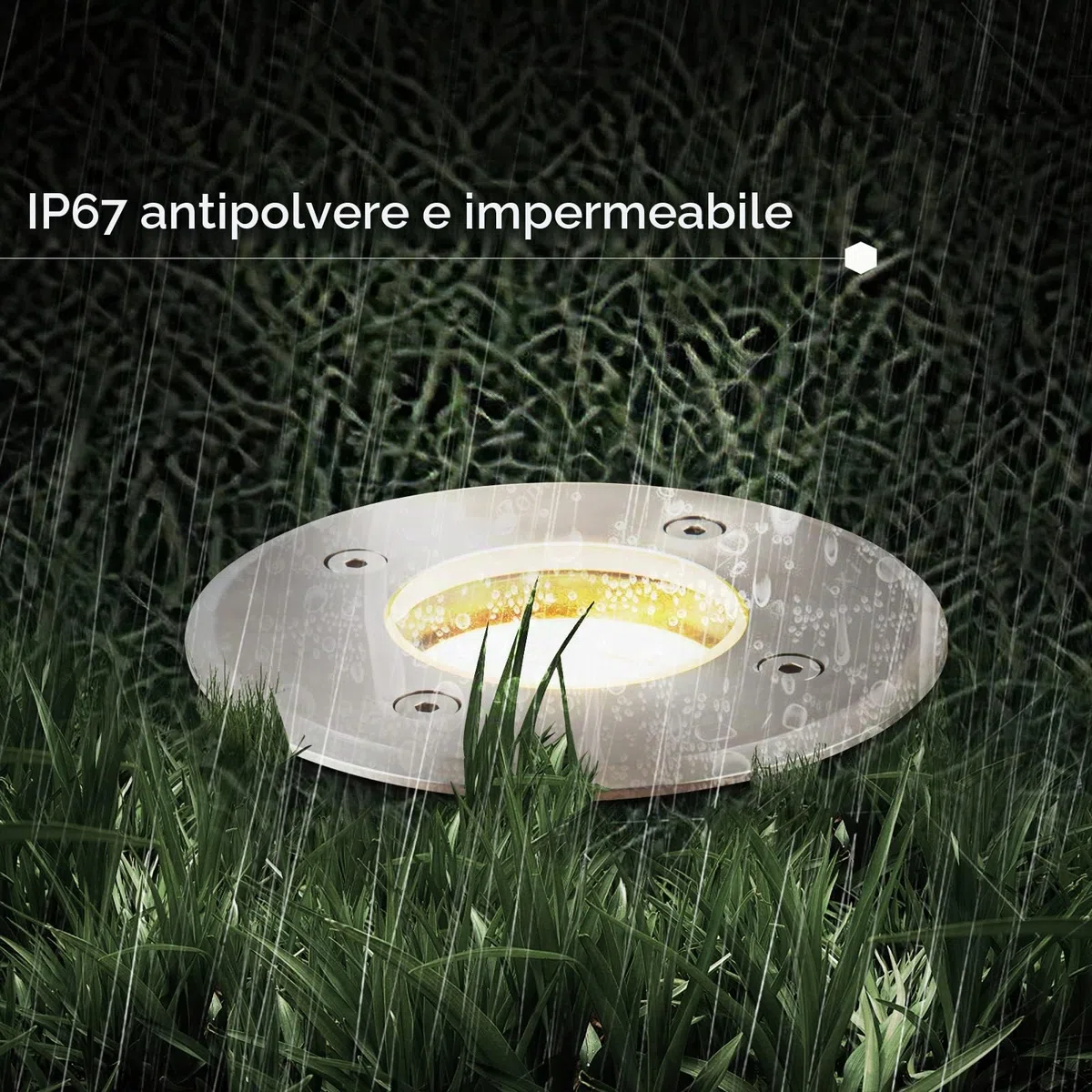 Faretto da incasso a LED IP67 attacco GU10 faretti led esterno, 230V Faretti da Pavimento rotonde Luci da incasso calpestabile da Segnapasso esterno terra, 30cm cavo preinstallato, Ø11x12cm