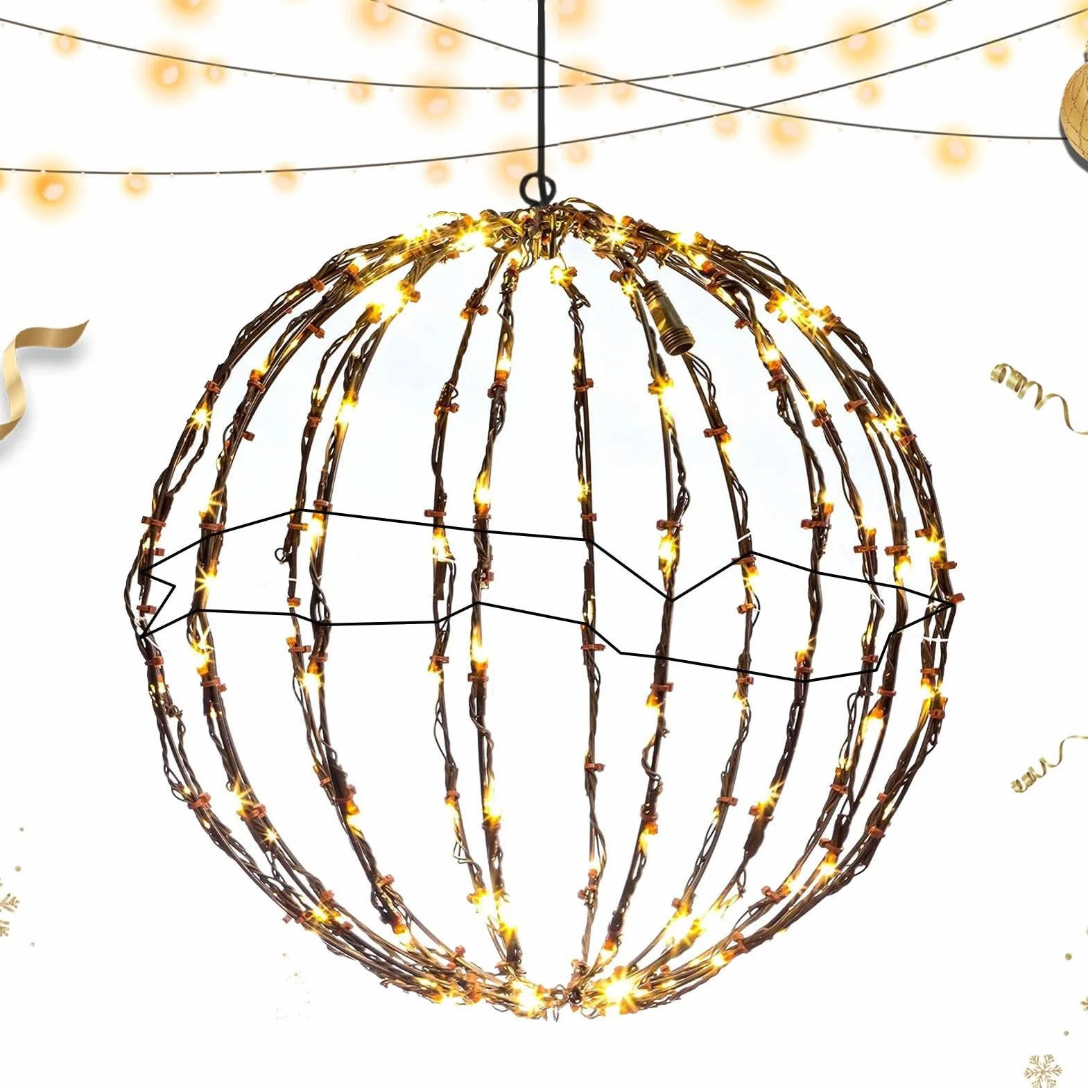 Generico luminosa a LED, illuminata di Natale,Luci sferiche a LED di Natale - Luci per alberi da festival, luci da esterno appese per matrimoni, patio, alberi, giardino