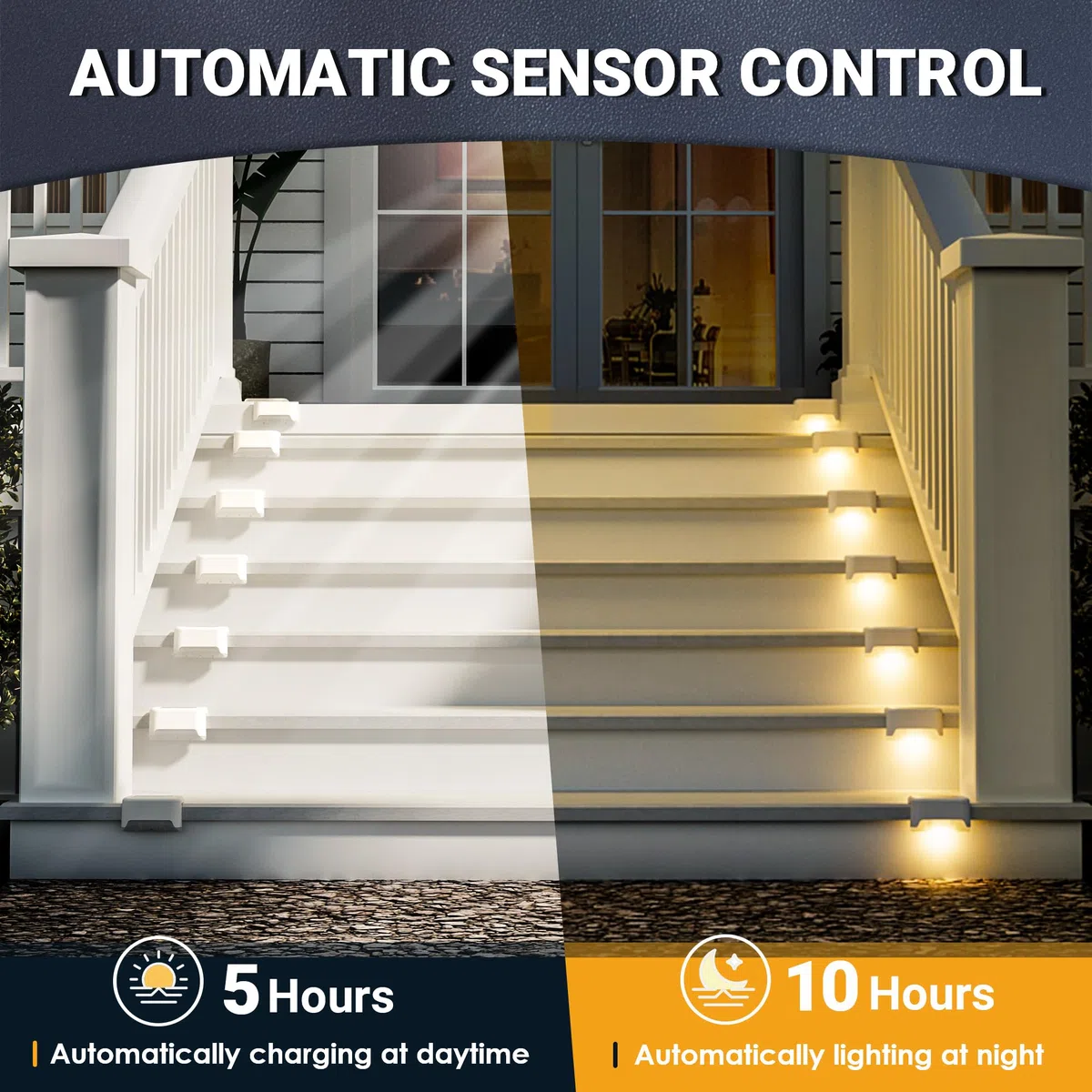 GIGALUMI 12 Pezzi Luce Solare Esterna per Scale, Luci Solari a LED per Esterni, Giardino, Impermeabile, Luci Solari per Esterni, Scale, Recinzione, Terrazza, Patio, Strada (Bianco, Bianco Caldo)