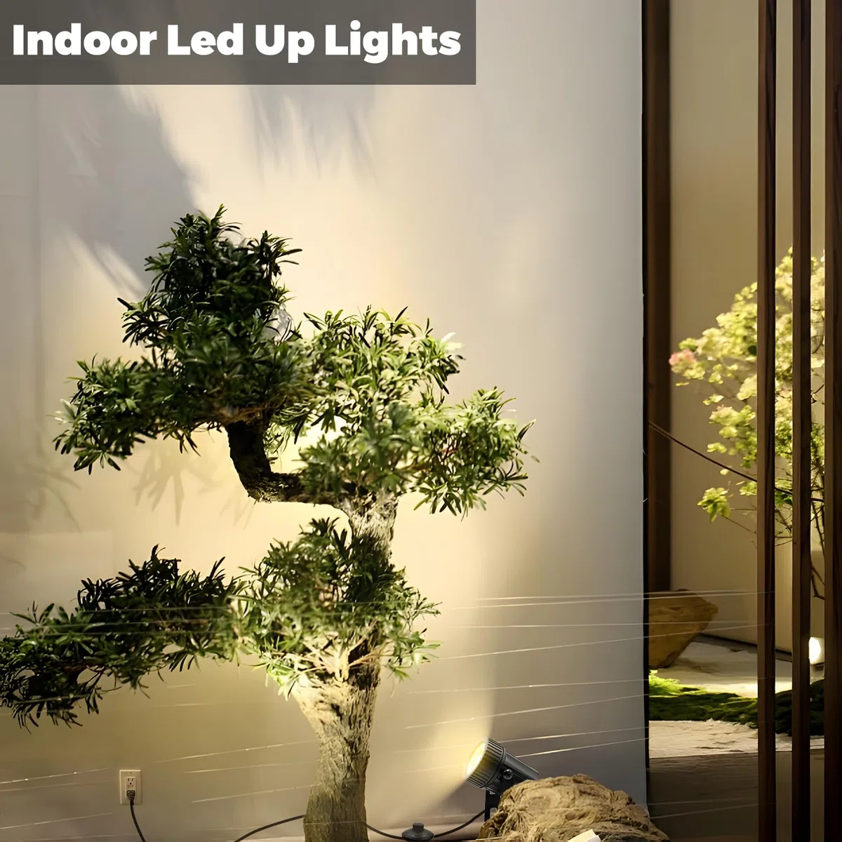 3W Faretto LED di Natale per interni Bianco caldo COB Luci Con picchetto a terra Faretto per piante con interruttore a pedale per interni, piante, luci decorative, spina di cavo da 1.8m