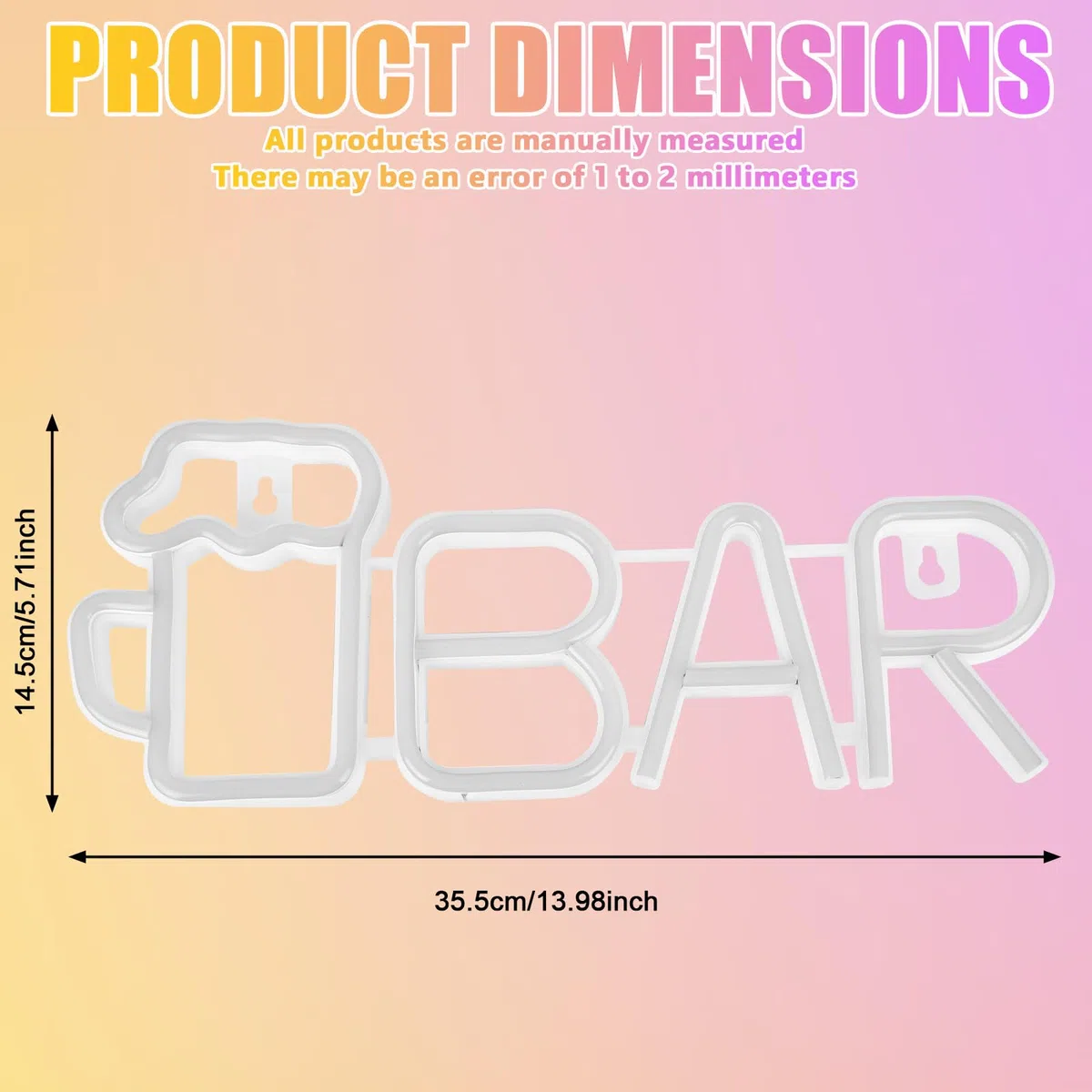 GOMETY Cartello neon, LED Bar Neon Sign, USB o batteria 3-AA, luce blu per bar, decorazione da parete
