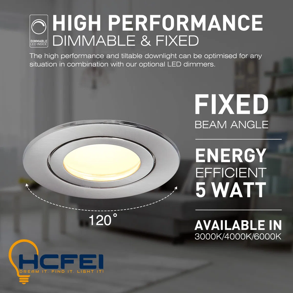 HCFEI 3x Faretti LED da Incasso Argento- Ultra sottile 30mm - Lampada Bianco Caldo 3000K da Incasso per Controsoffitto in Cartongesso - 425 Lumen 5W 230V Dimmerabile IP44 per Bagno Cucina