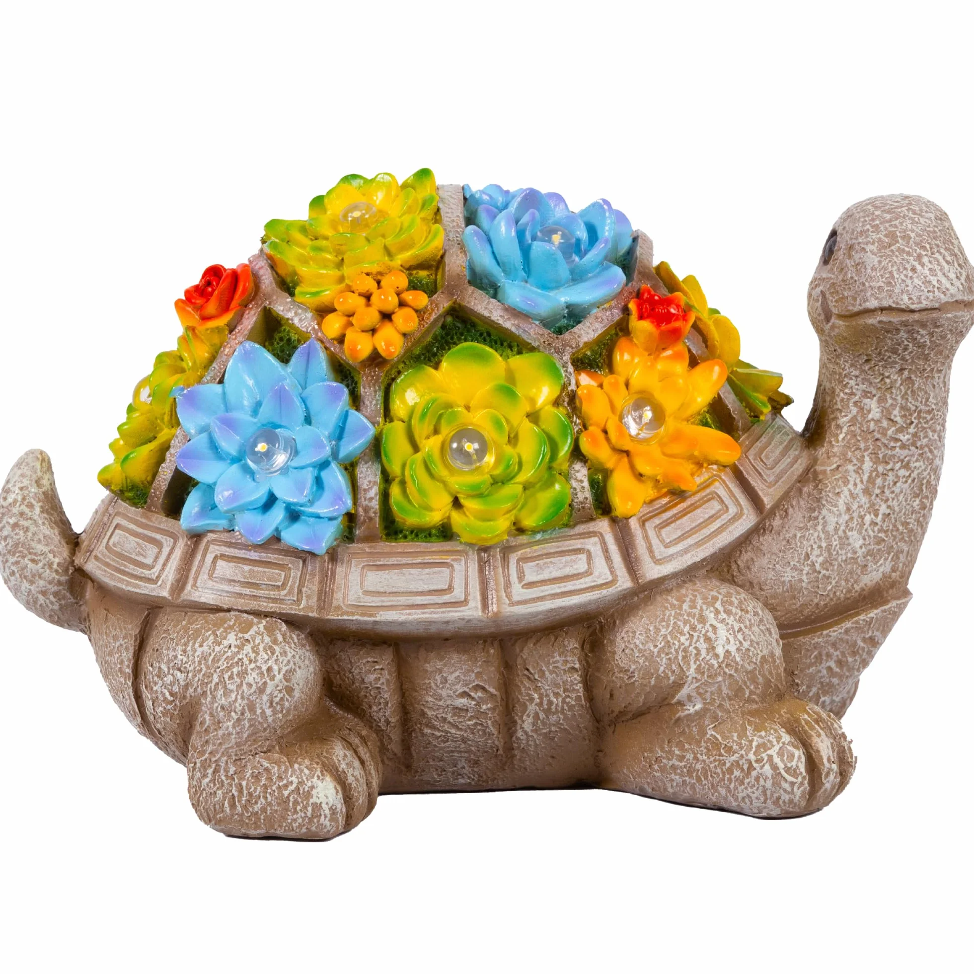Gadgy Solar Gartenfiguren Schildkröte - Solarlampen für außen - Solarleuchte Figuren Deko mit Sukkulenten - Gartendeko für draußen - Balkon Deko Tierfigur - Gartenfigur Ornament Solarlaterne