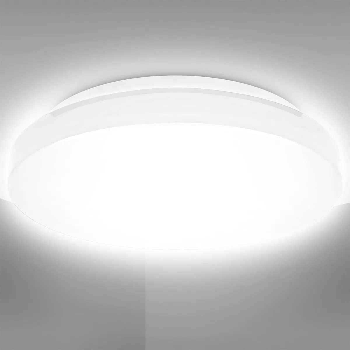 B.K.Licht Plafoniera LED da bagno 12W, luce bianca naturale 4000K, 1200Lm, lampadario resistente agli schizzi d'acqua IP44, diametro 29cm, lampada da soffitto moderna, plastica, 230V