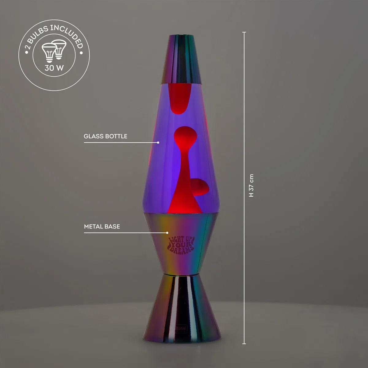 Legami - Lava Lamp Magmastic, Lampada Lava Effetto Rilassante, Liquido Viola Lava Rosso, Lampadine Incluse, Diametro 11 cm, Altezza 36,3 cm, Tema Holo Fairy