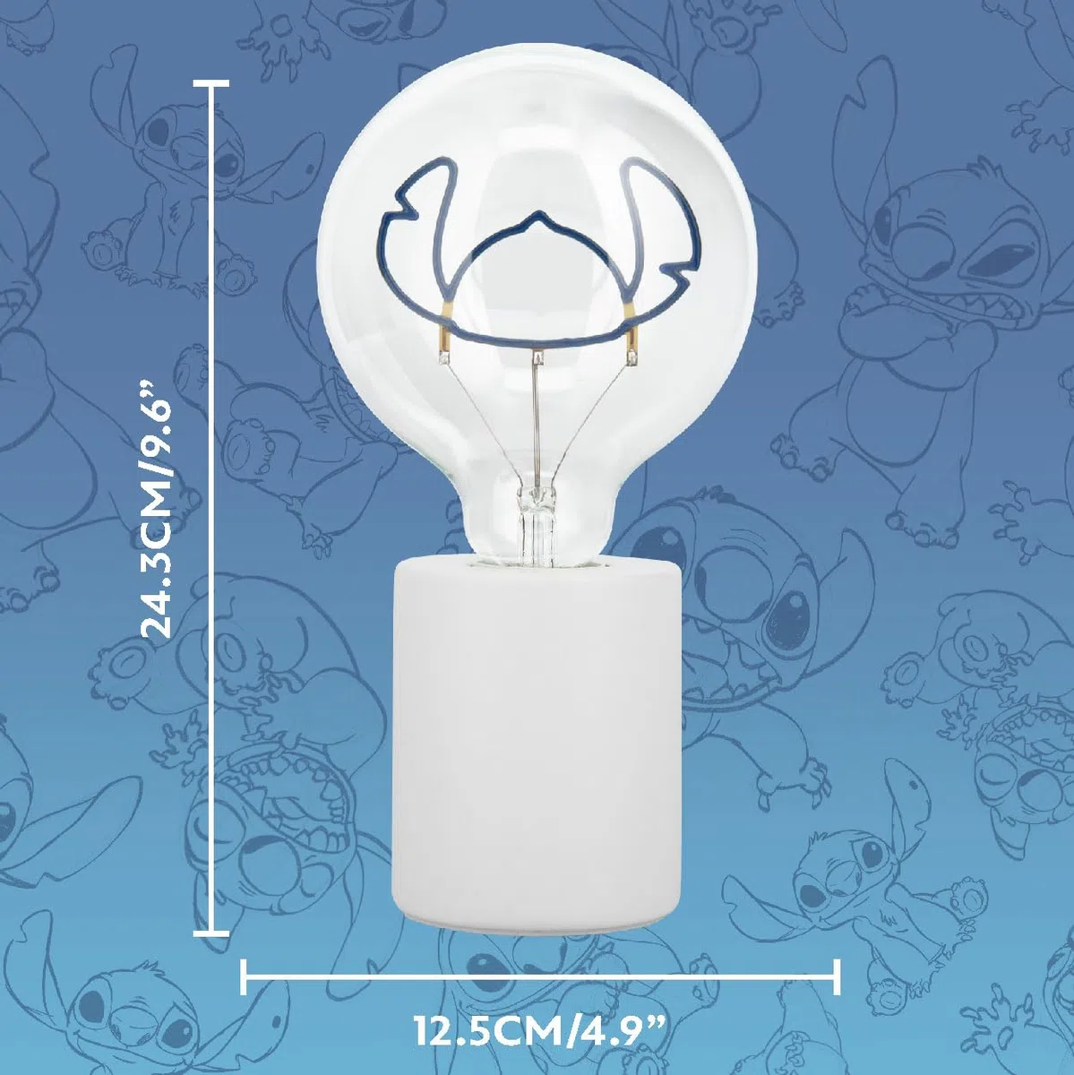 Paladone, Lampada con lampadina neon a LED decorativa con Stitch della Disney, con lampadina in vetro E27, regalo da collezione di Lilo & Stitch con licenza ufficiale, per camere da letto e case