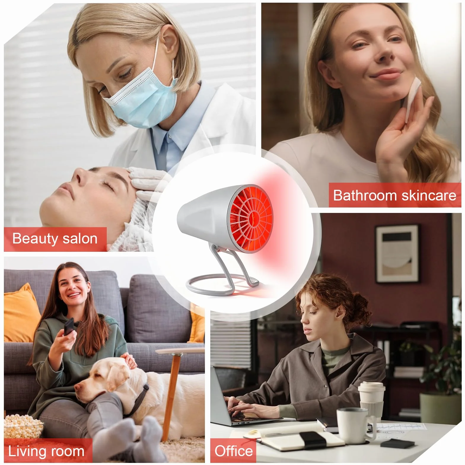 PORFOYO Lampada a infrarossi, lampada rossa da 150 W, lampada di calore a infrarossi, lampada rossa di calore con timer e temperatura regolabile, angolo regolabile lampada a infrarossi da tavolo