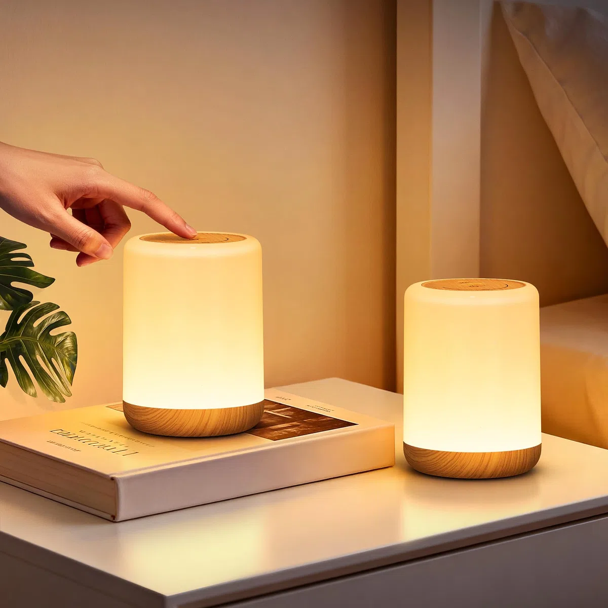 Set di 2 Lampada da Comodino Senza Fili LED, 2000mAh Luce Notturna Ricaricabile, 256 RGB e 3 Modalità Abat Jour da Comodino Luce Notte Bambini con Timer per Camera da letto, Soggiorno