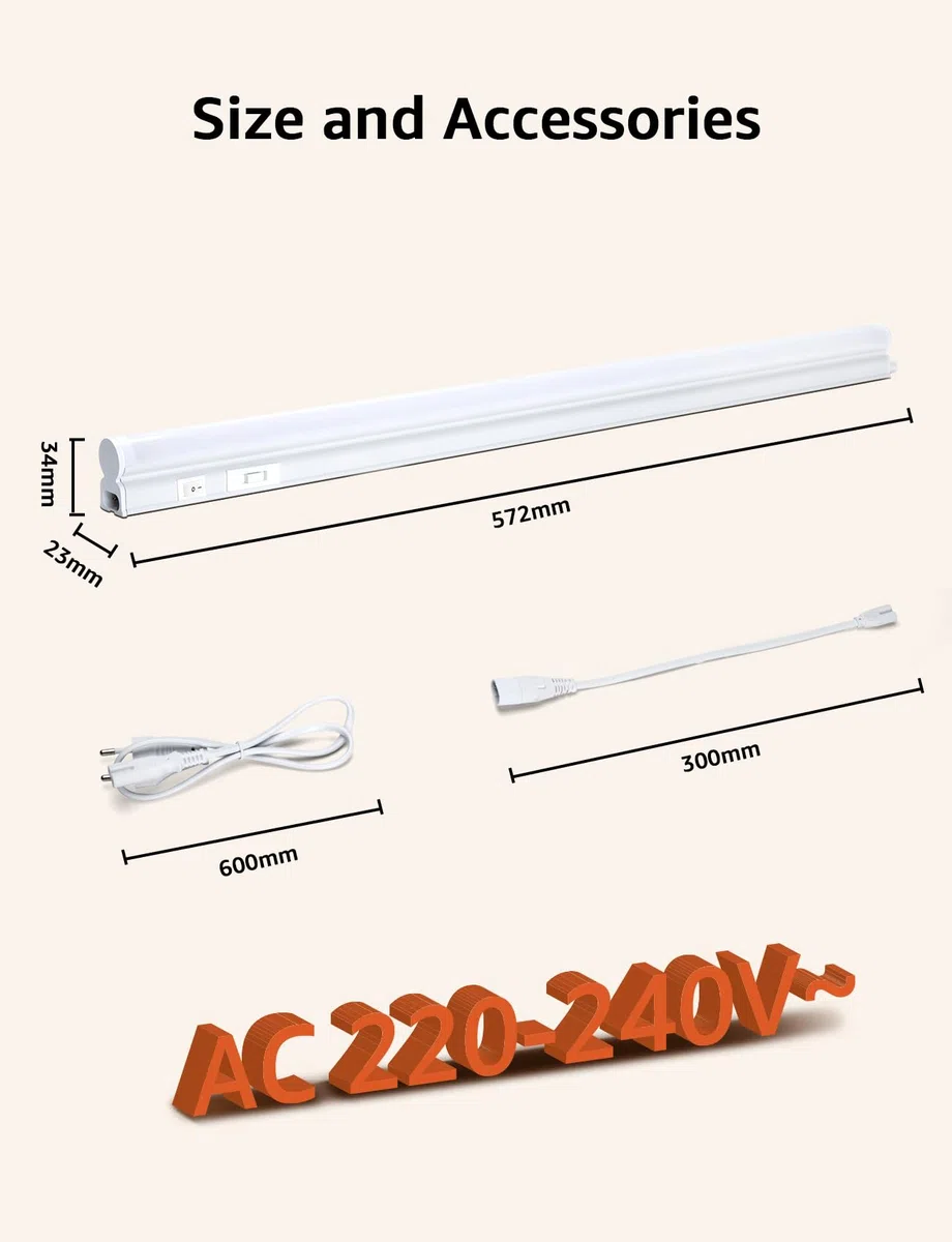 Aigostar LED Sottopensile Cucina con Interruttore 9W CCT 990LM Barra LED Sottopensile IP20 230V, 3000K/4000K/6500K, Adatto a cucina, armadio, scaffali. 572 * 34 * 23mm, 2 pcs