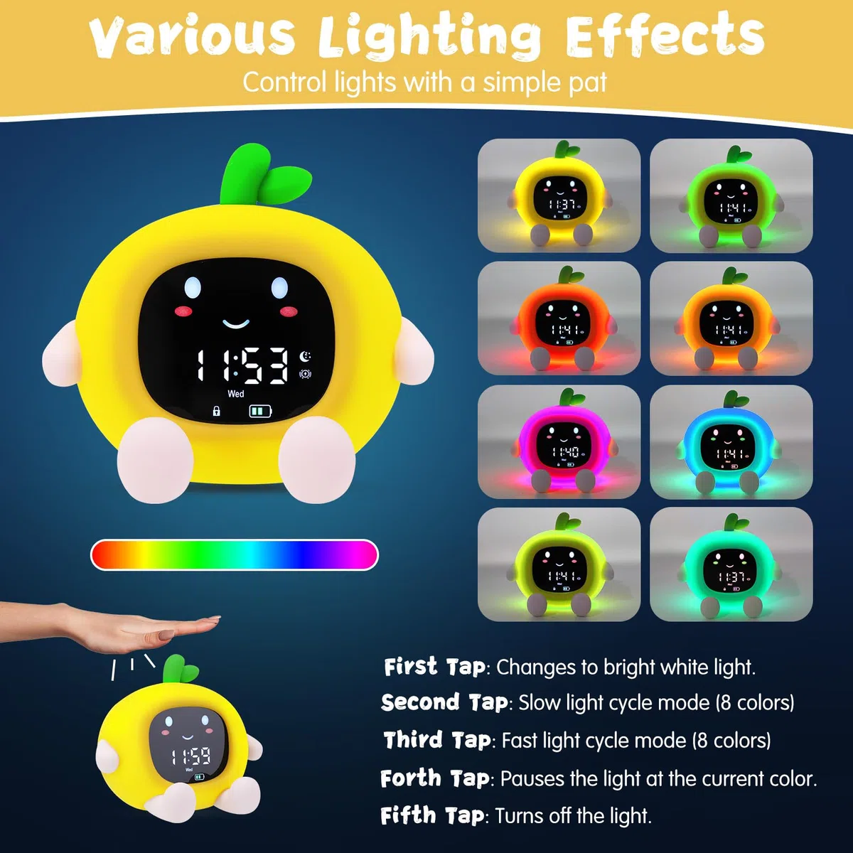 Sveglia Bambini Bambina Bambino Sveglie da Comodino Digitale LED Toddler Sleep Training Clock + Timer Trainer con Luce Notturna Ricaricabile Silicone Alarm Night Light Funzione Snooze Controllo Touch