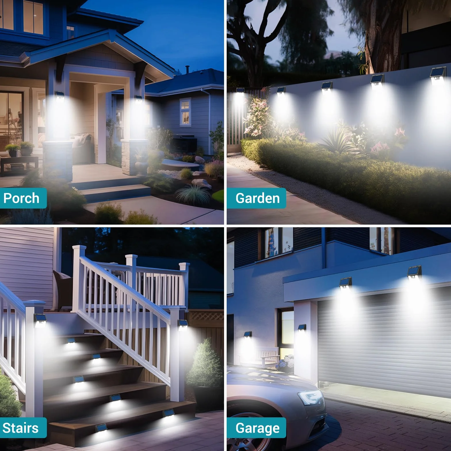 kolpop Luce Solare LED Esterno【6 Pezzi / 3 Modos】 Faretti Solari a Led da Esterno con Sensore di Movimento, Luci Solari Esterno IP65 Impermeabile Lampada Solare da Esterno per Giardino Garage Patio