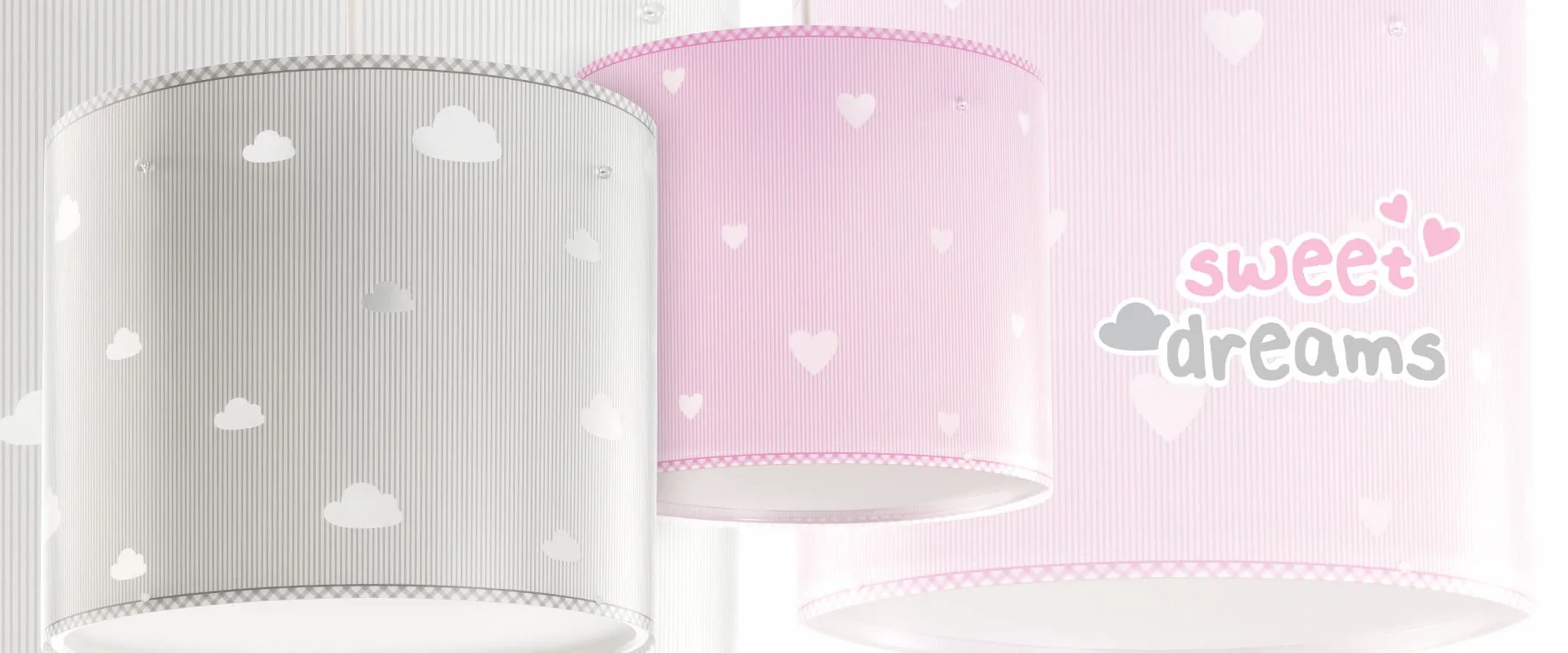 Dalber Lampada da tavolo o comodino per bambini Sweet Dreams Cuori rosa