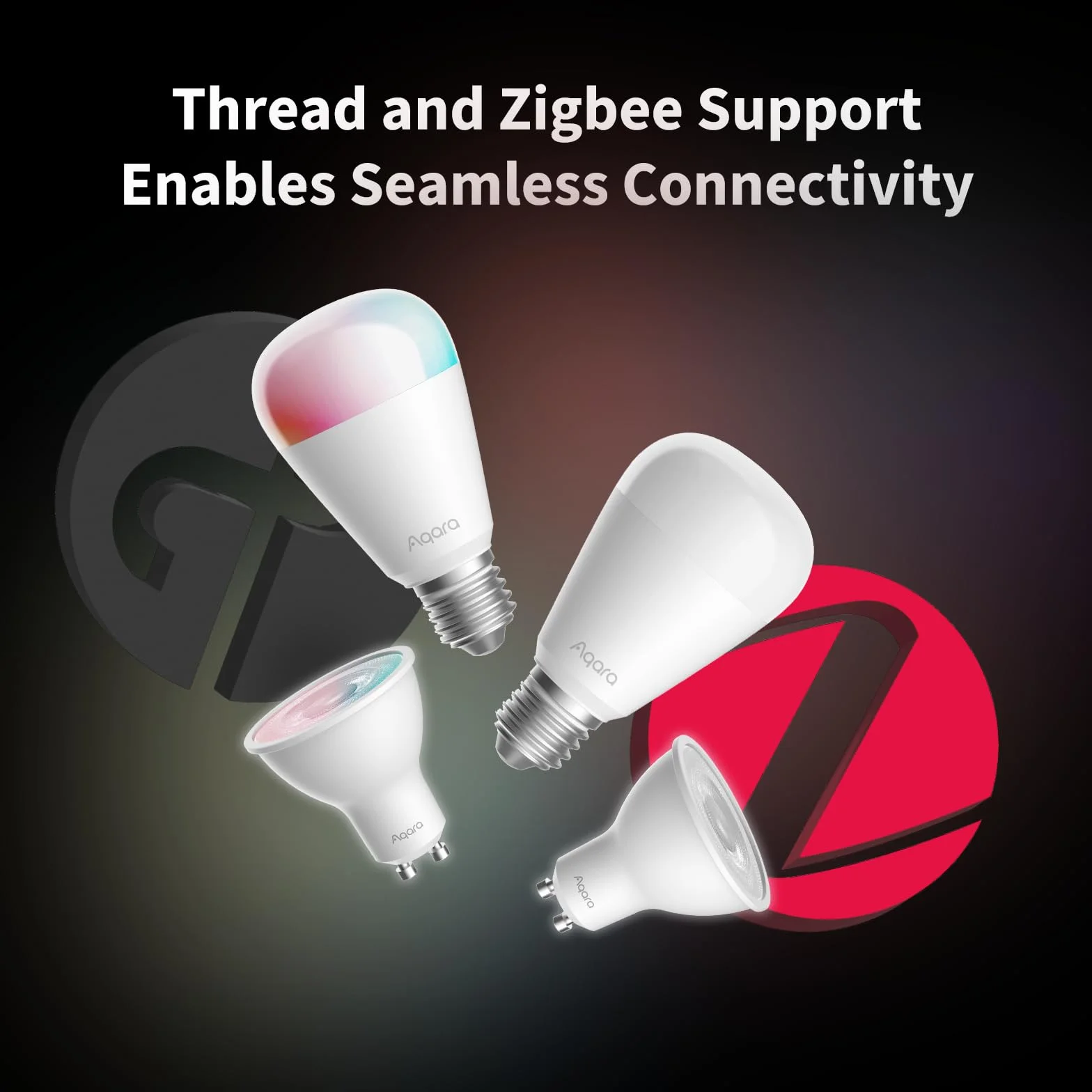 Aqara Lampadina LED T2 E27 Thread/Zigbee, Bianco Sintonizzabile(2700 K-6500 K), Equivalente a 75 W, Matter, Supporta HomeKit, Alexa, Google Home
