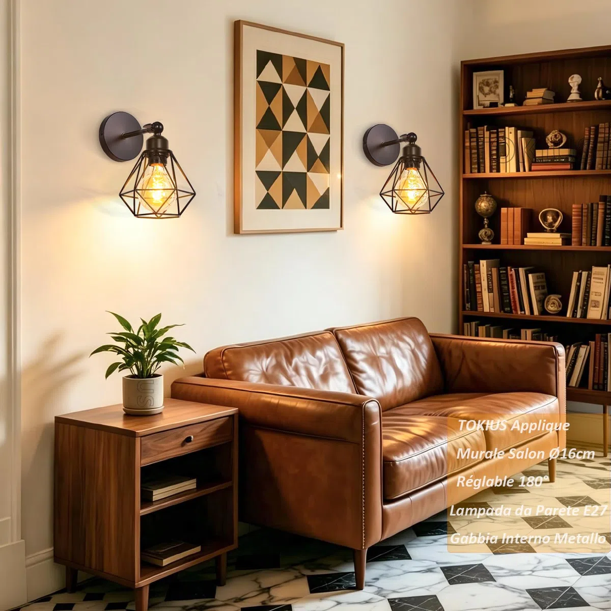 Lampada da Parete Interna Industriale Applique da parete Gabbia Interno E27 Metallo Lampadari e Plafoniere Cucina regolabile 180° Per Cucina Camera da letto (Nero, 2 pezzi)
