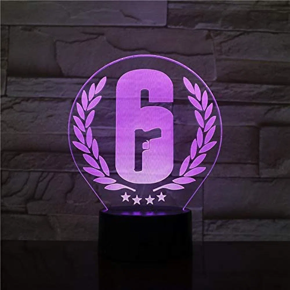 Lampada da notte a LED 3D Rainbow Six Siege Touch Control Sensor 7 colori che cambiano regalo per bambini Fps Tavolo da gioco Rainbow 6 Lampada di design