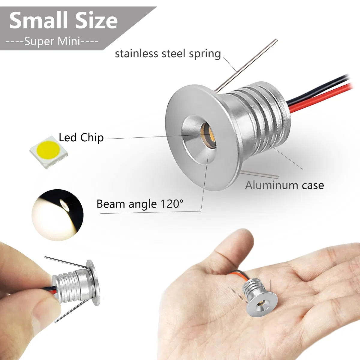 Faretto da incasso 1W 9 pezzi Mini Luci da incasso 12V Faretto a LED per soffitto camera da letto Armadietto del bagno Scala per posto auto coperto (Argento Bianco Caldo 3000K)