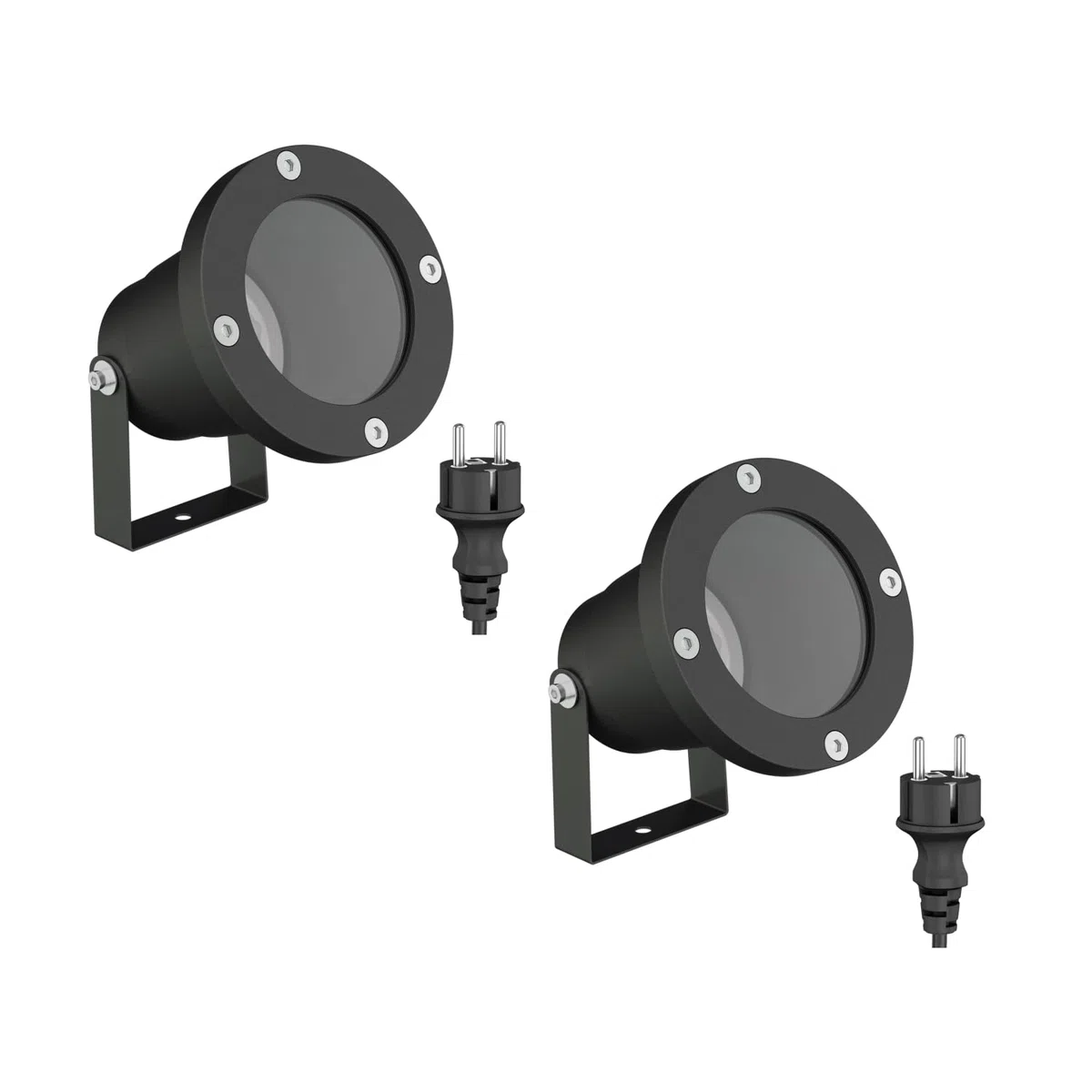 ledscom.de 2 faretti da giardino DUK per esterni, IP65, spina, nero, 1x GU10 max. 15W