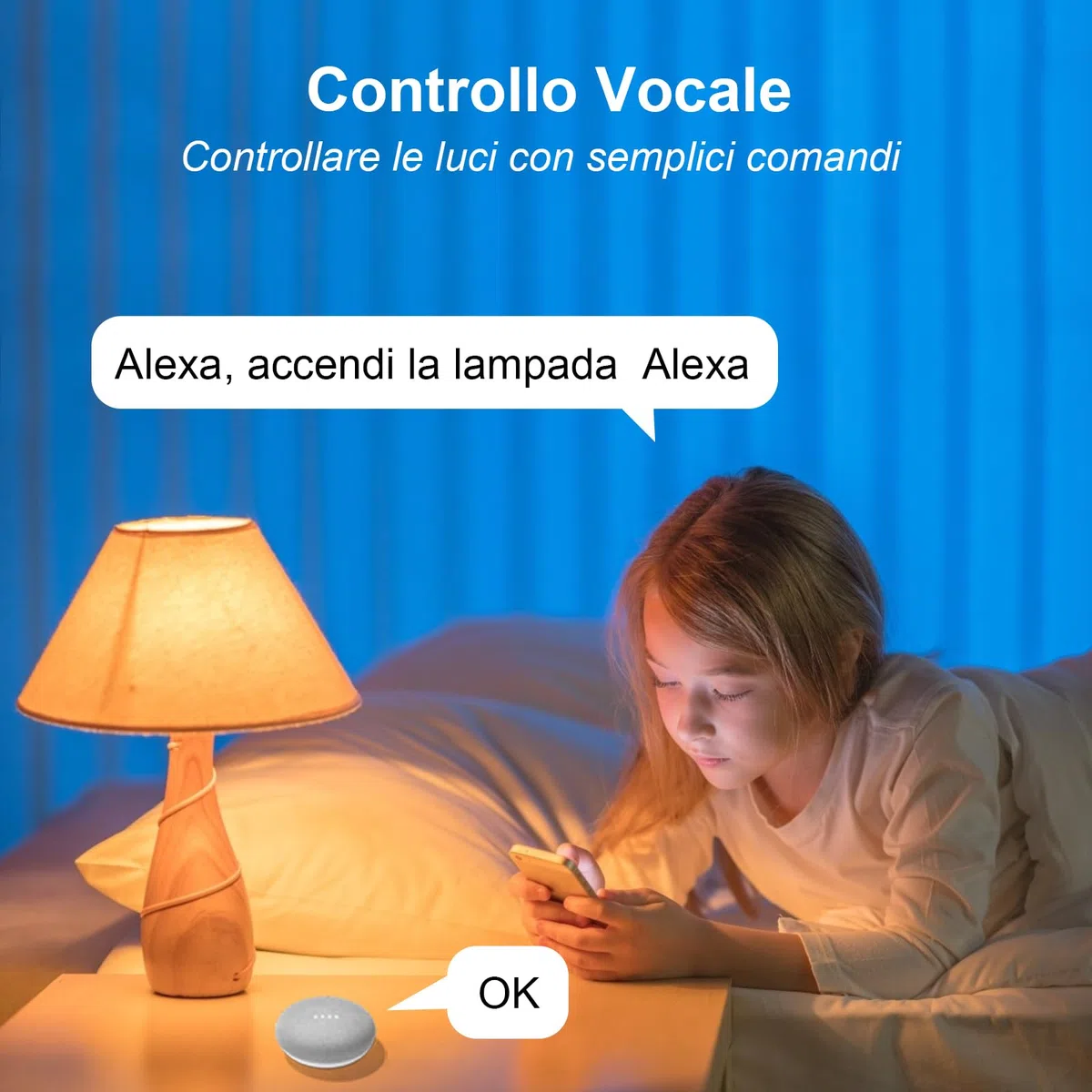 Lampadina Alexa E14 Wifi Dimmerabili, 5,5W 400 Lm 40W Equivalente, Lampadina Led Smart RGBCW 2700K-6500K, Compatibile con Alexa e Google Home, 4 pezzi
