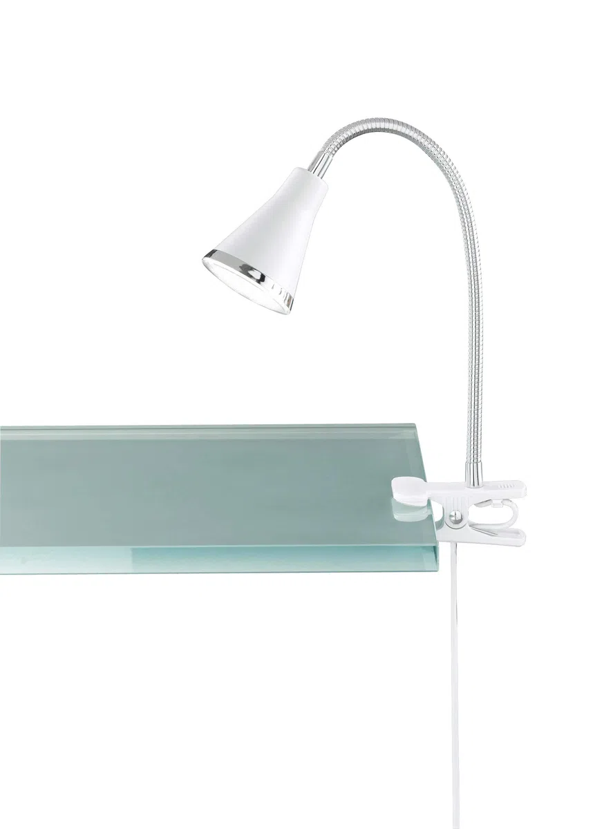 Reality R22711101 Arras Lampa a Morsetto, 1x3.8 W, Bianco, Diametro 7 cm