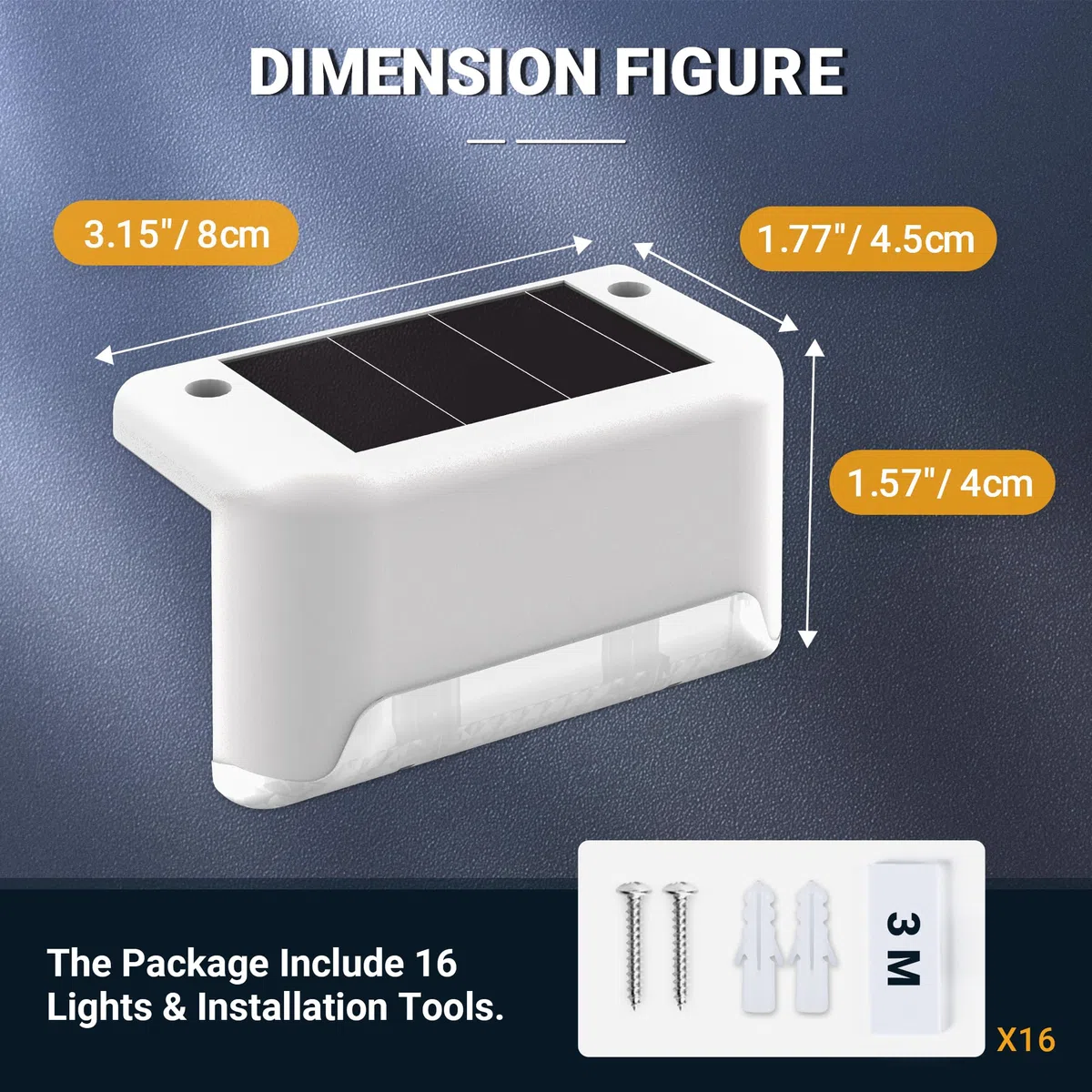 GIGALUMI 12 Pezzi Luce Solare Esterna per Scale, Luci Solari a LED per Esterni, Giardino, Impermeabile, Luci Solari per Esterni, Scale, Recinzione, Terrazza, Patio, Strada (Bianco, Bianco Caldo)