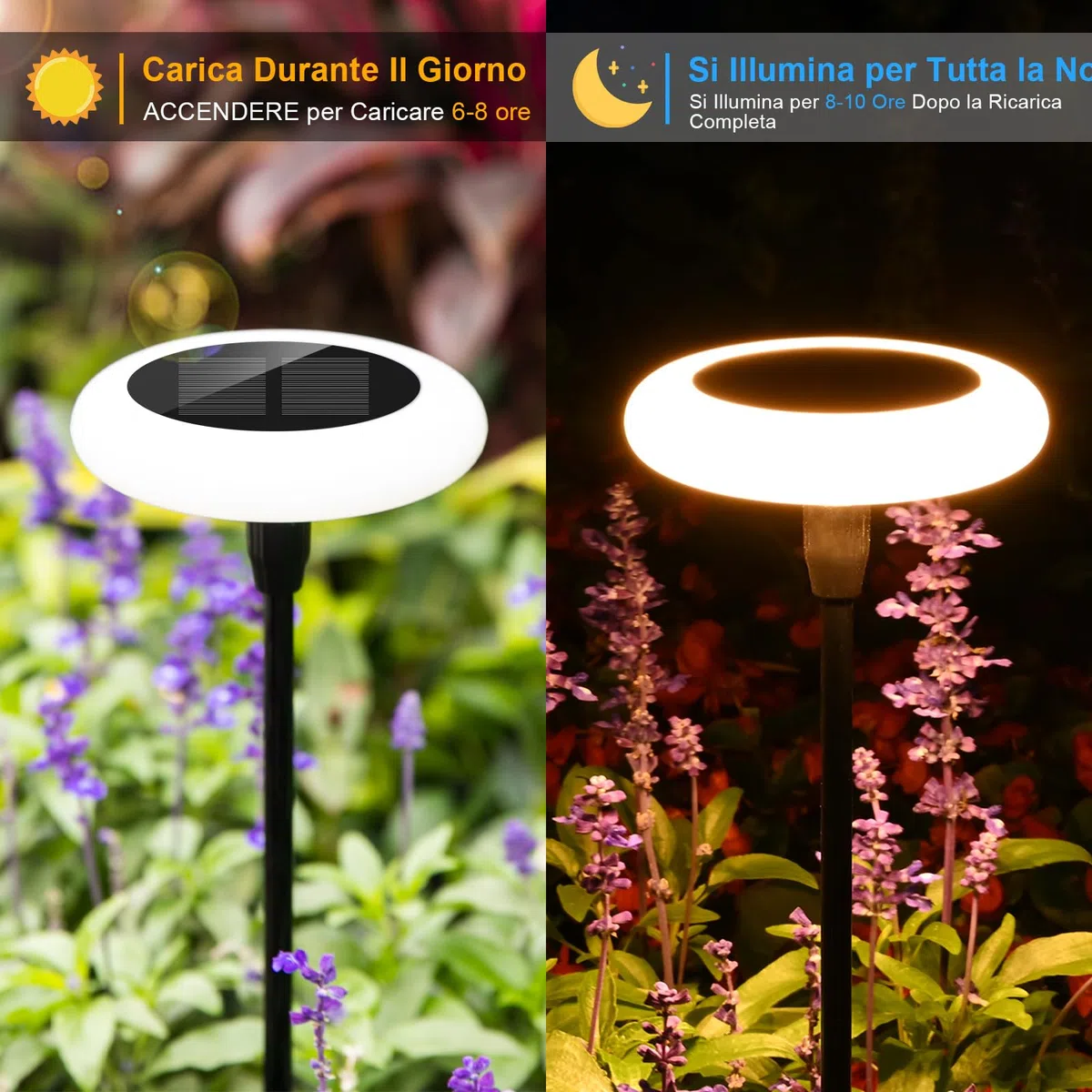 Luci Solari da Giardino 4 Pezzi Luci Solari Esterno Bianco Caldo lampada da giardino solare da esterno IP65 Impermeabie con Luci da giardino extra luminose da 34 lumen per Cortile Vialetto