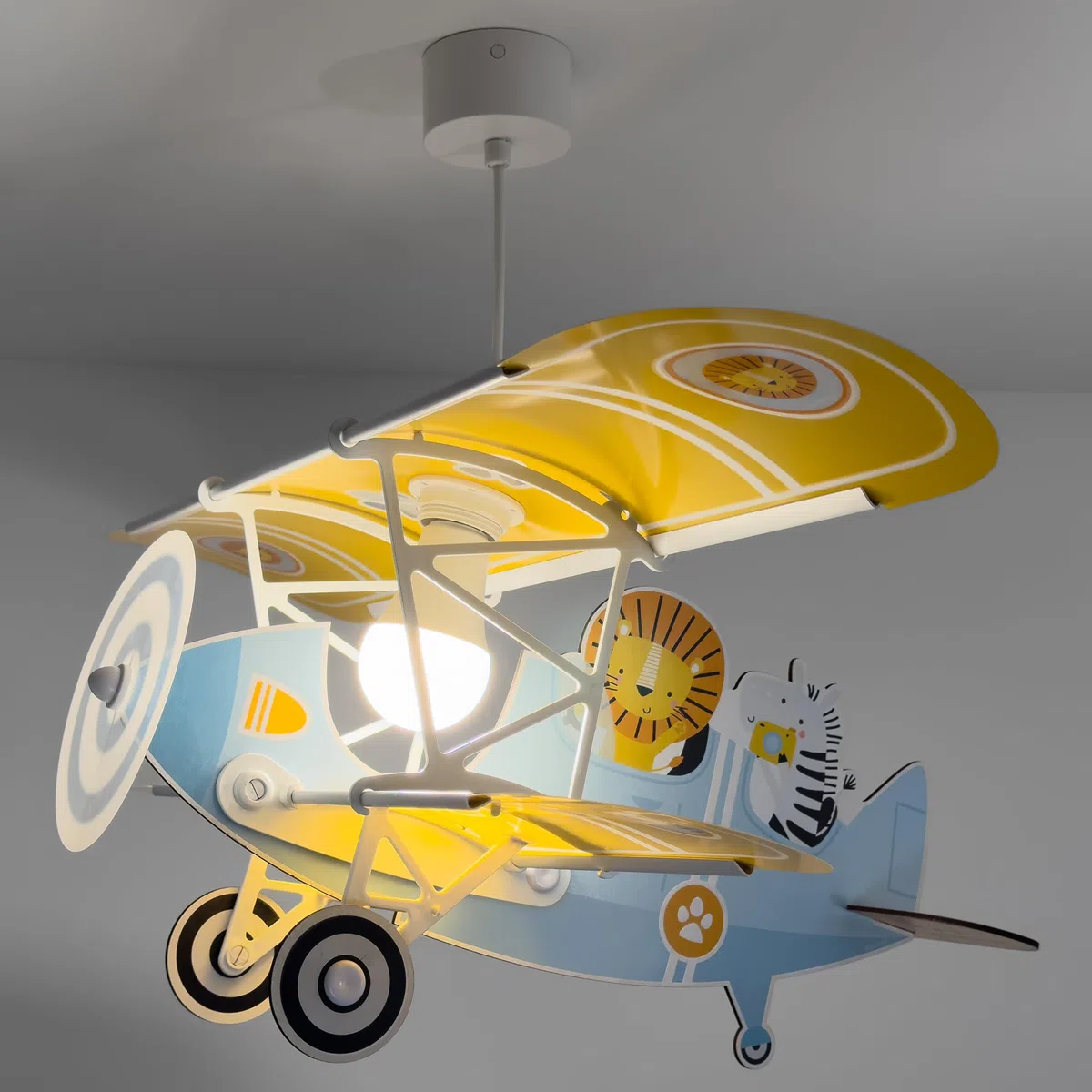 Dalber Lampada a sospensione per cameretta dei bambini, lampada da soffitto per bambini, 54602, E27, 15 W LED, Blu, Giallo, 66 x 23.5 x 9.5 cm