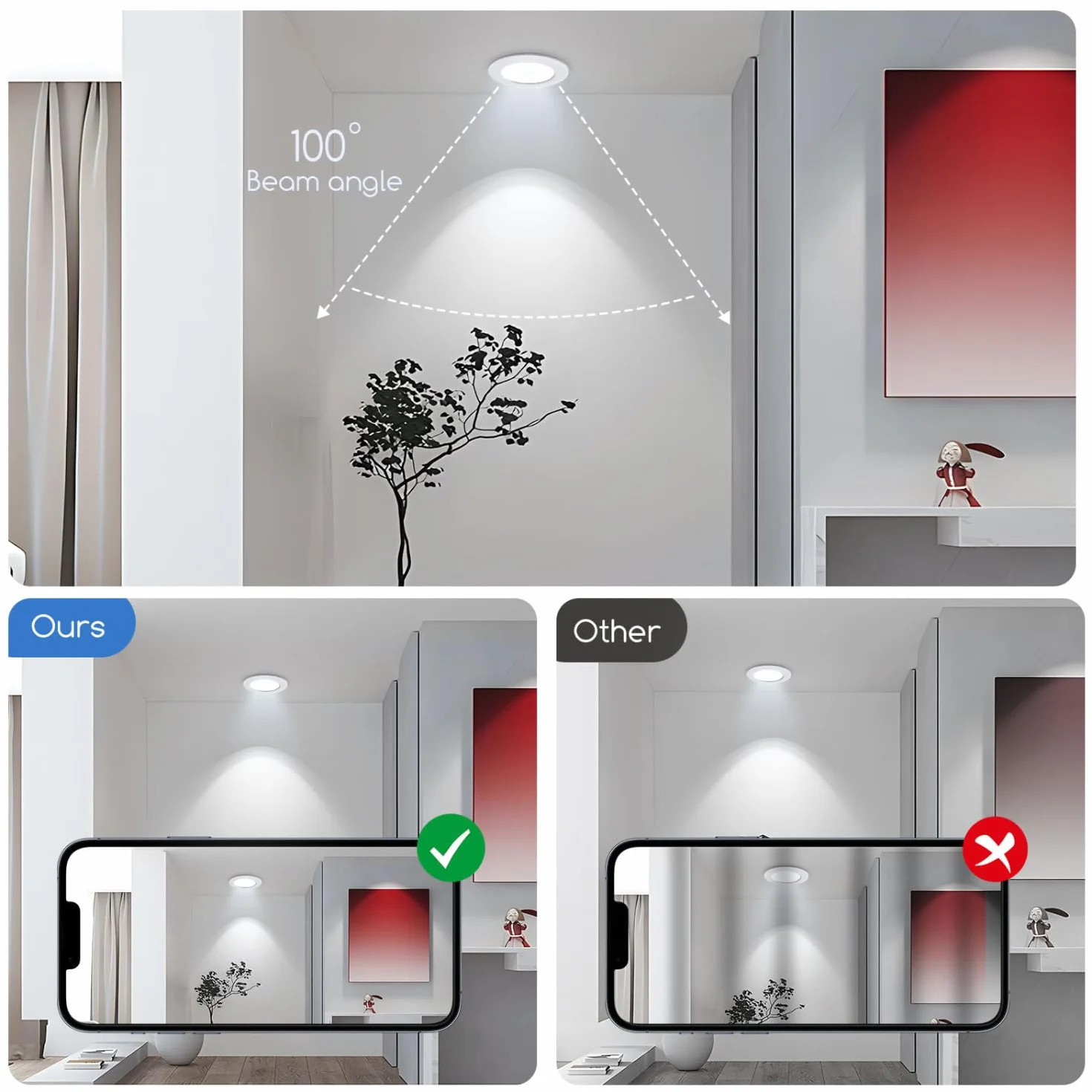Aigostar Faretti da incasso per cartongesso, 9 W Equivalenti a 72 W, Alta luminosità, Integrati ultrasottile lampada da soffitto, Luce bianca fredda 6500K, 230V, Ф118-128mm (6 Confezione)