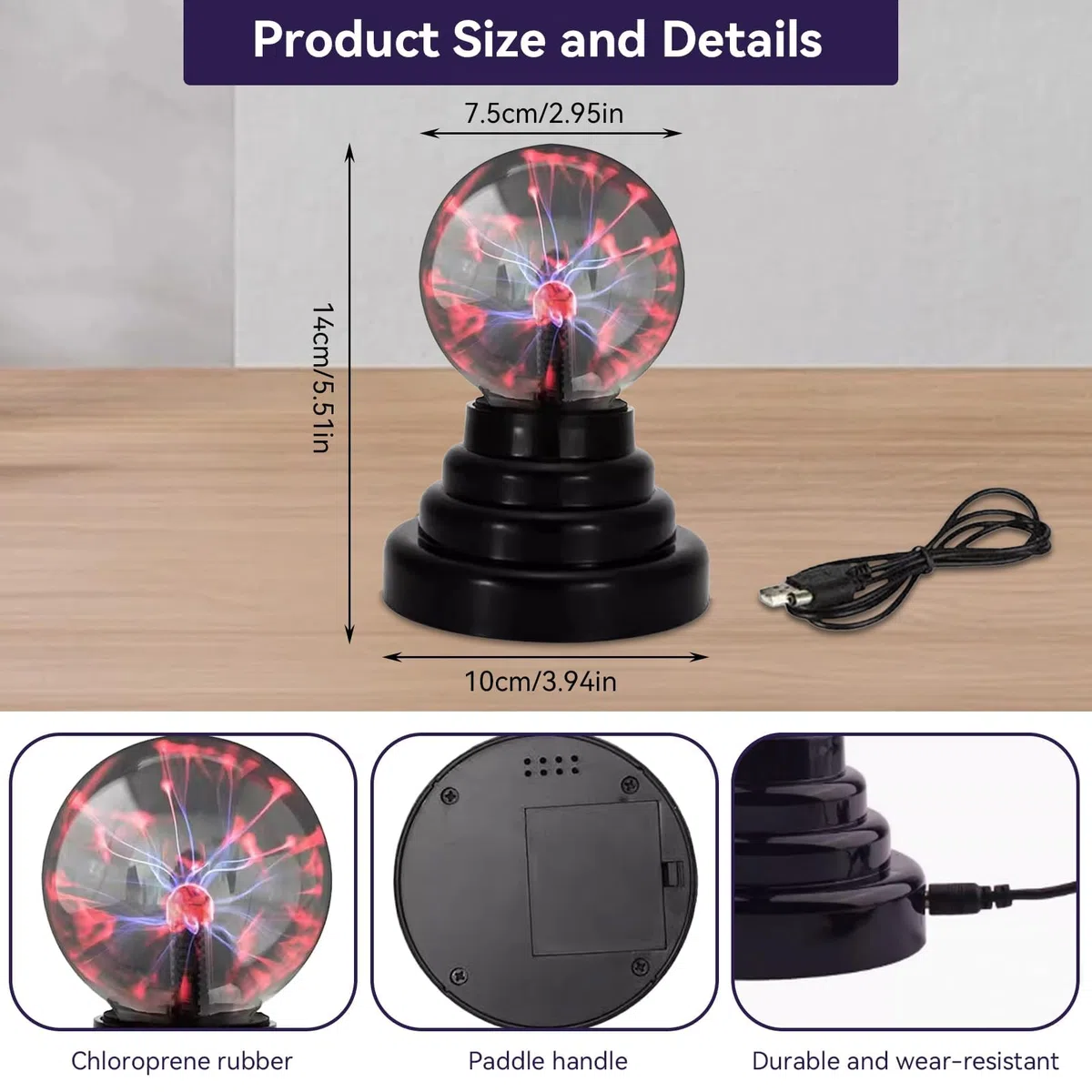 Agatige Lampada Magica a Sfera al Plasma da 3 Pollici, Sfera sensibile al Tocco Mini Sfera Nebulosa Globo con Luce Divertente per Decorazioni domestiche per Feste
