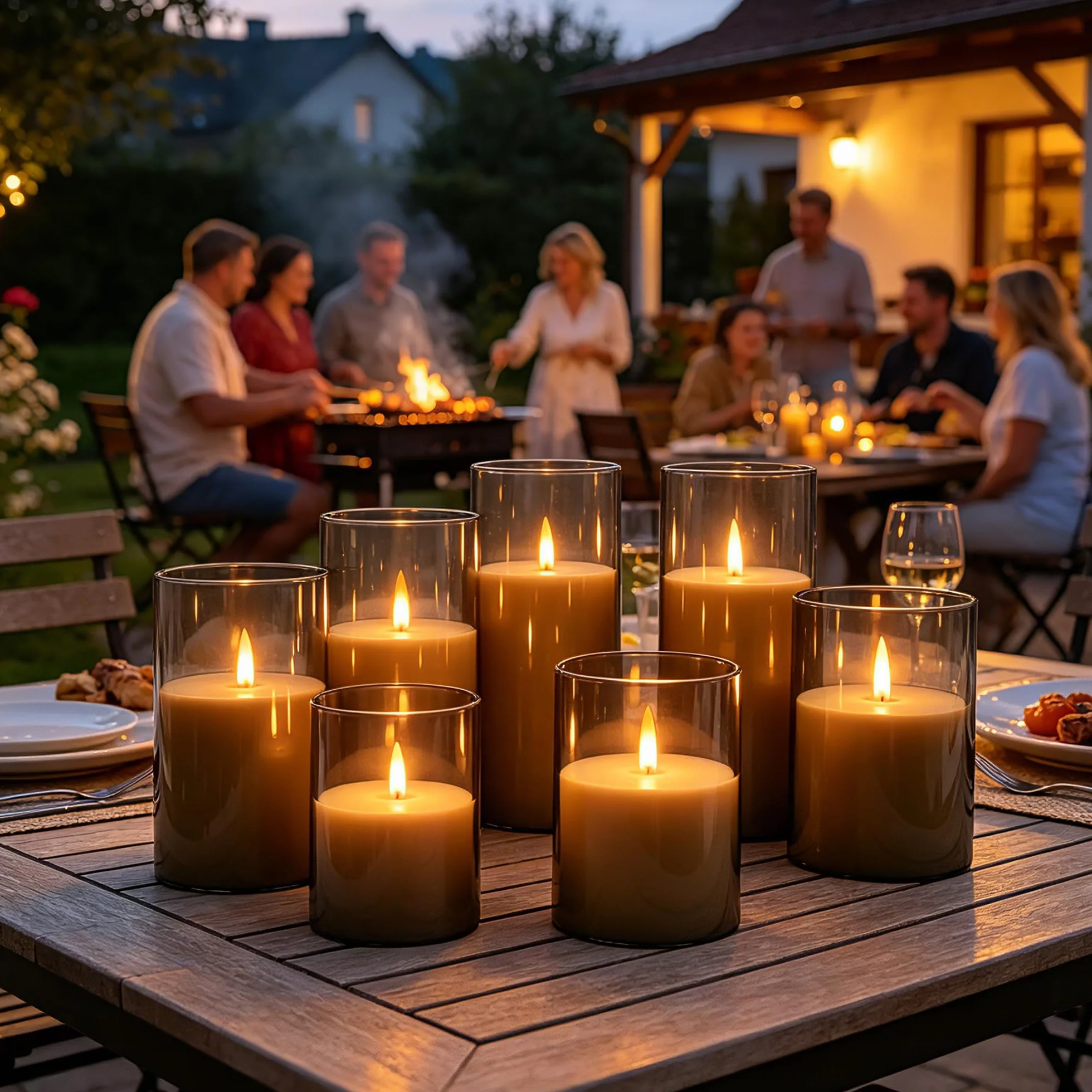 Da by 3 Candele LED Ricaricabili 1800mAh, Candele Senza Fiamma Tremolanti con Telecomando, Copertura Trasparente Grigio Scuro per Matrimoni, Natale e Decorazioni Feste