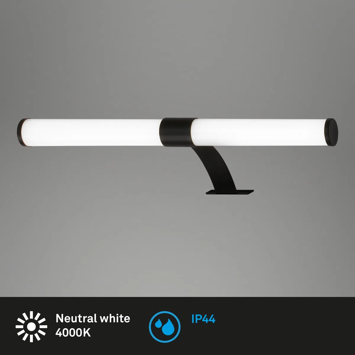 BRILONER Lampada LED a Specchio per Bagno, Lampada a Specchio 2 In 1, Lampada da Mobile, Lampada da Parete, Ip44, Colore Luce Bianca Neutra, 6W, Nero, 40 cm