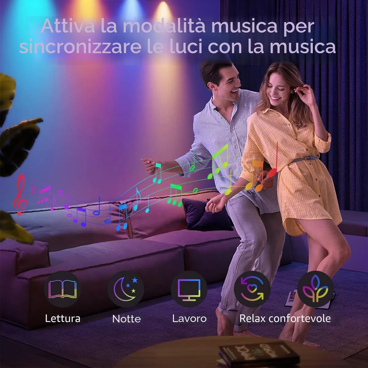 I-SHUNFA WiFi RGBWW E27 Led Lampadina intelligente,10W 800Lm (RGB & 2700K-6500K) AC 230V,cambio di colore con lampade a sincronizzazione musicale, Lavora con l'app Alexa Google home (2 pezzi)