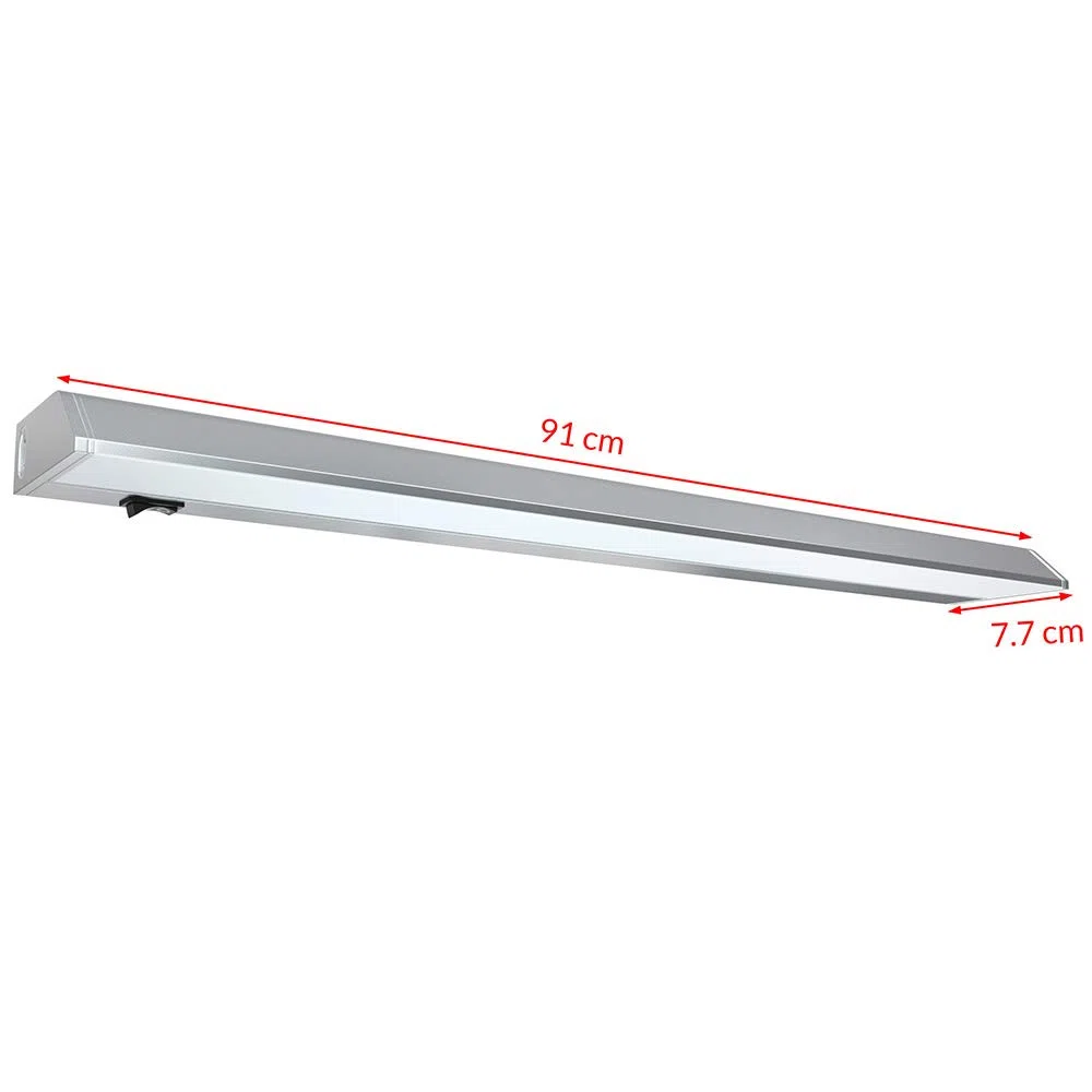 BAKAJI Lampada Luce Sottopensile Cucina Lunghezza 90cm Barra 90 LED 15W Bianco Naturale 4000K Alta Luminosità 1200LM Faretto Slim Sotto pensile per Mobili in Alluminio con Paralume Orientabile