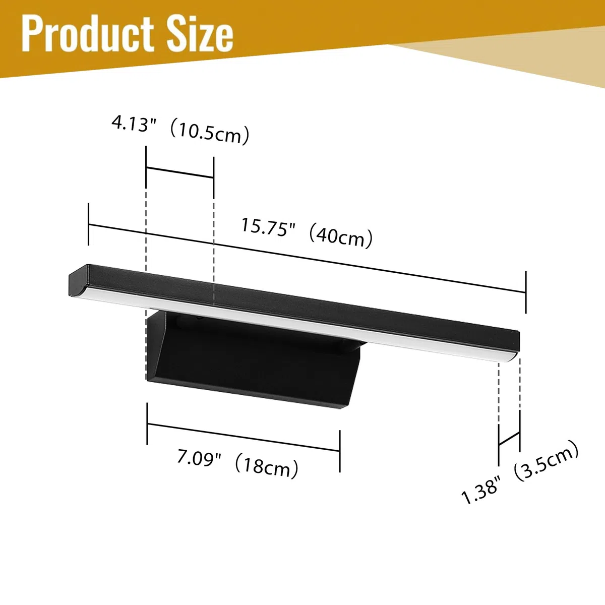 LED Specchio Lampada 9W 680lm Bagno Bianco Neutro 4000K IP44 No Flicker 230V (Nero, 40cm)