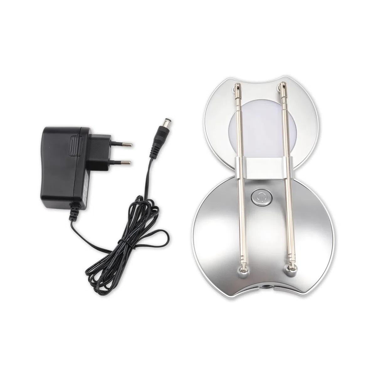 DA LIGHT - Lampada da scrivania a LED, 3000 K, luce bianca calda, 3,6 W, per comodino, da lettura, con supporti retrattili, colore argento, per ufficio, lettura, studio
