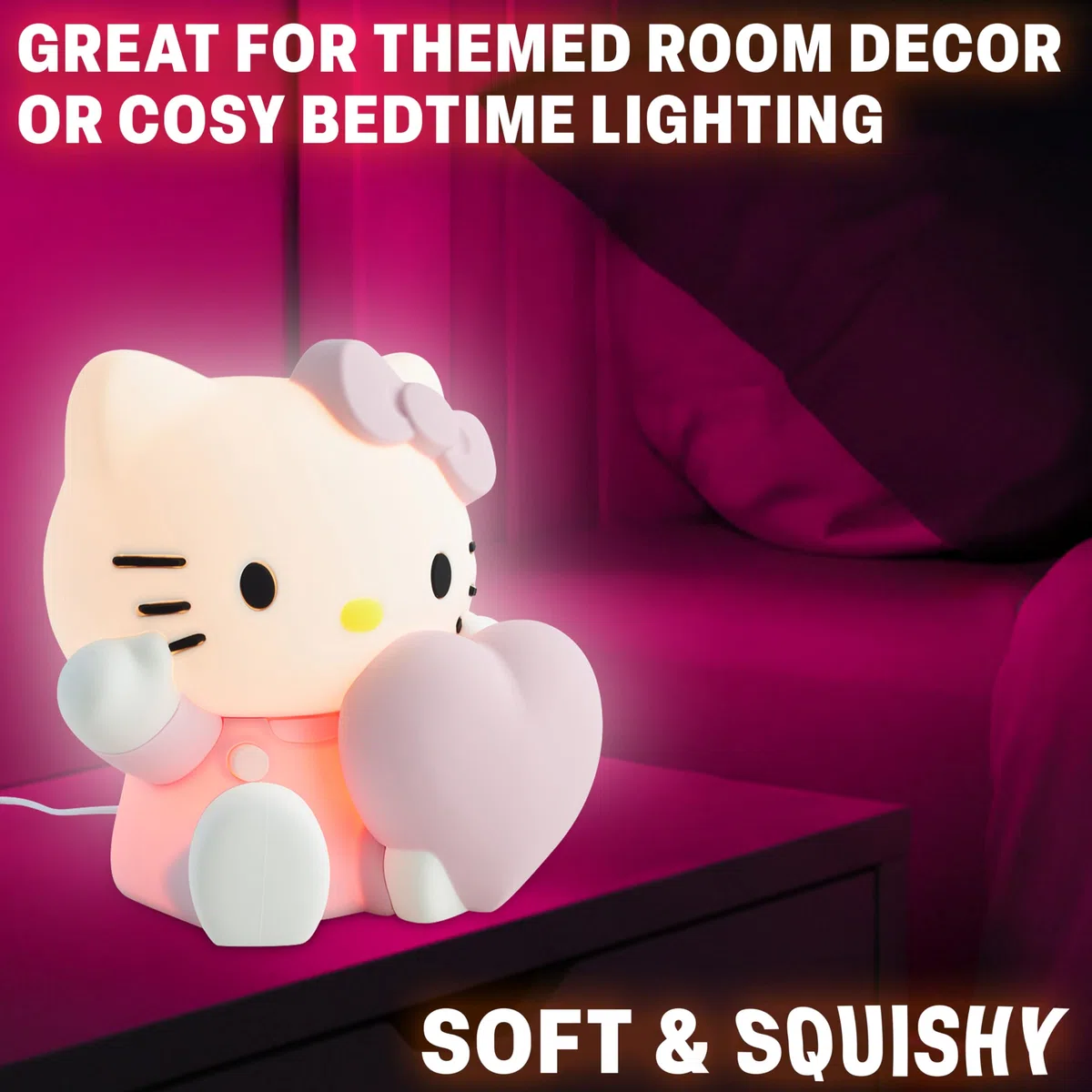 Get Trend Hello Kitty Sanrio Silicone Luce 3D, Ricaricabile Tramite USB LED Lampada Anime, 3 Modalità Luce Telecomandate Lampada Notturna (Hello Kitty)