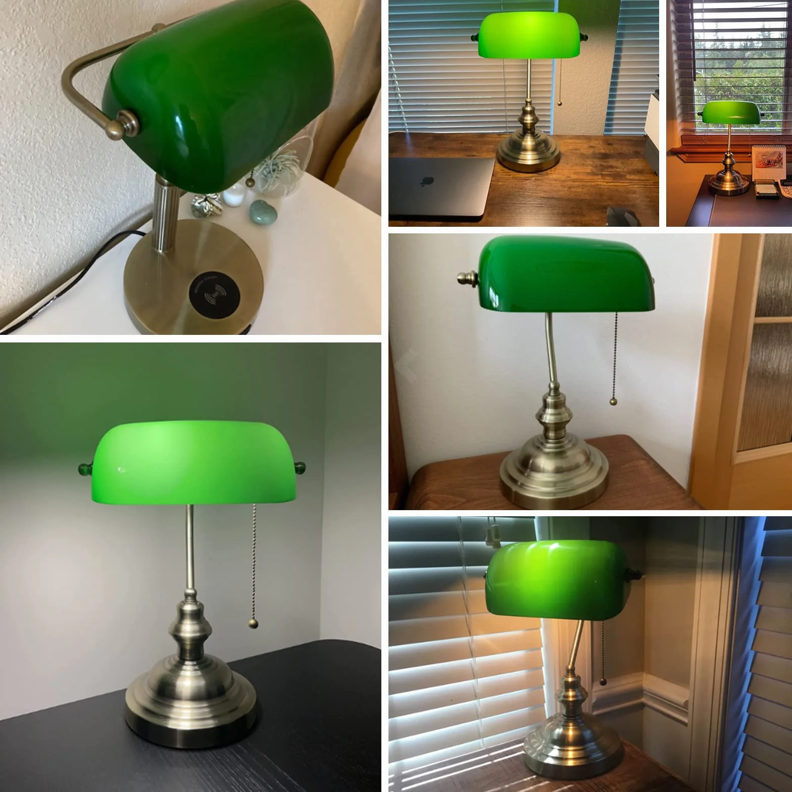 FIRVRE Verde Paralume Vetro Ricambio, Paralume per Lampada da Tavolo, Lampada da Terra, Lampada da Parete, Size 22,5cm x 13cm
