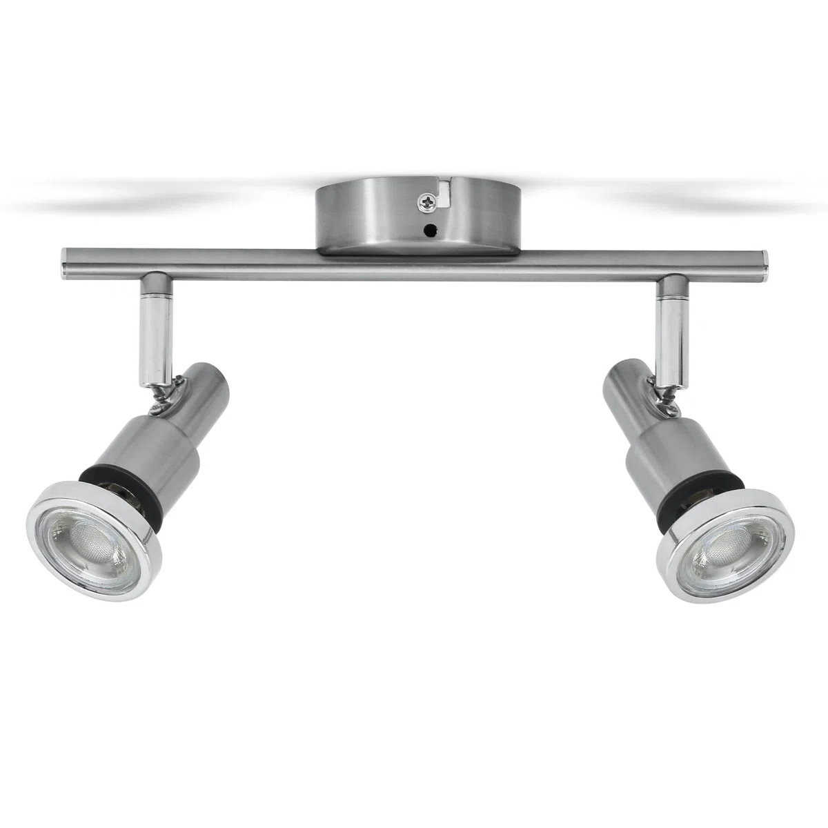 B.K.Licht Faretti LED orientabili, Lampadario bagno resistente agli schizzi d'acqua IP44, include 2 lampadine GU10 5W 400Lm, Plafoniera da soffitto metallo color nickel opaco, luce calda 3000K, 230V